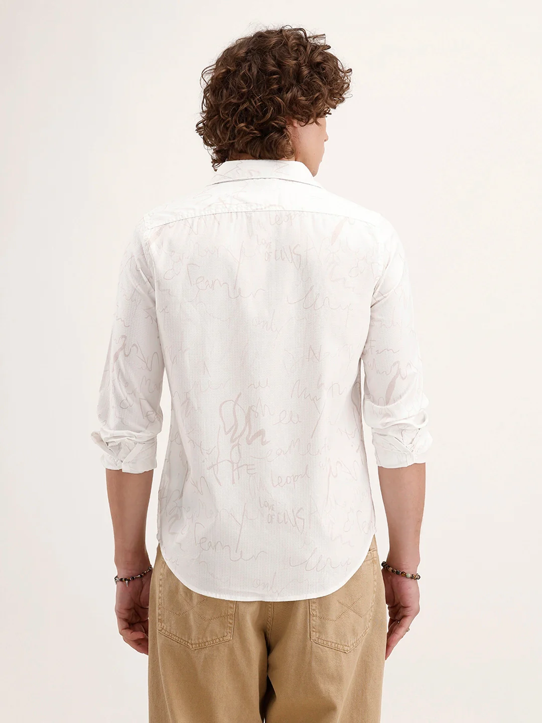 Textured Regular Fit AOP Shirt | White - Image 3