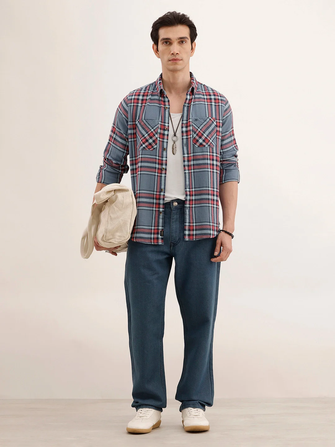 Textured Regular Fit Checkered Shirt | Blue - Image 2