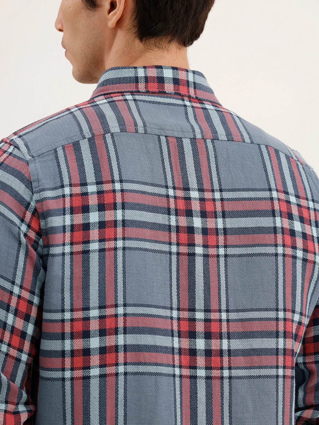 Textured Regular Fit Checkered Shirt | Blue - Image 5