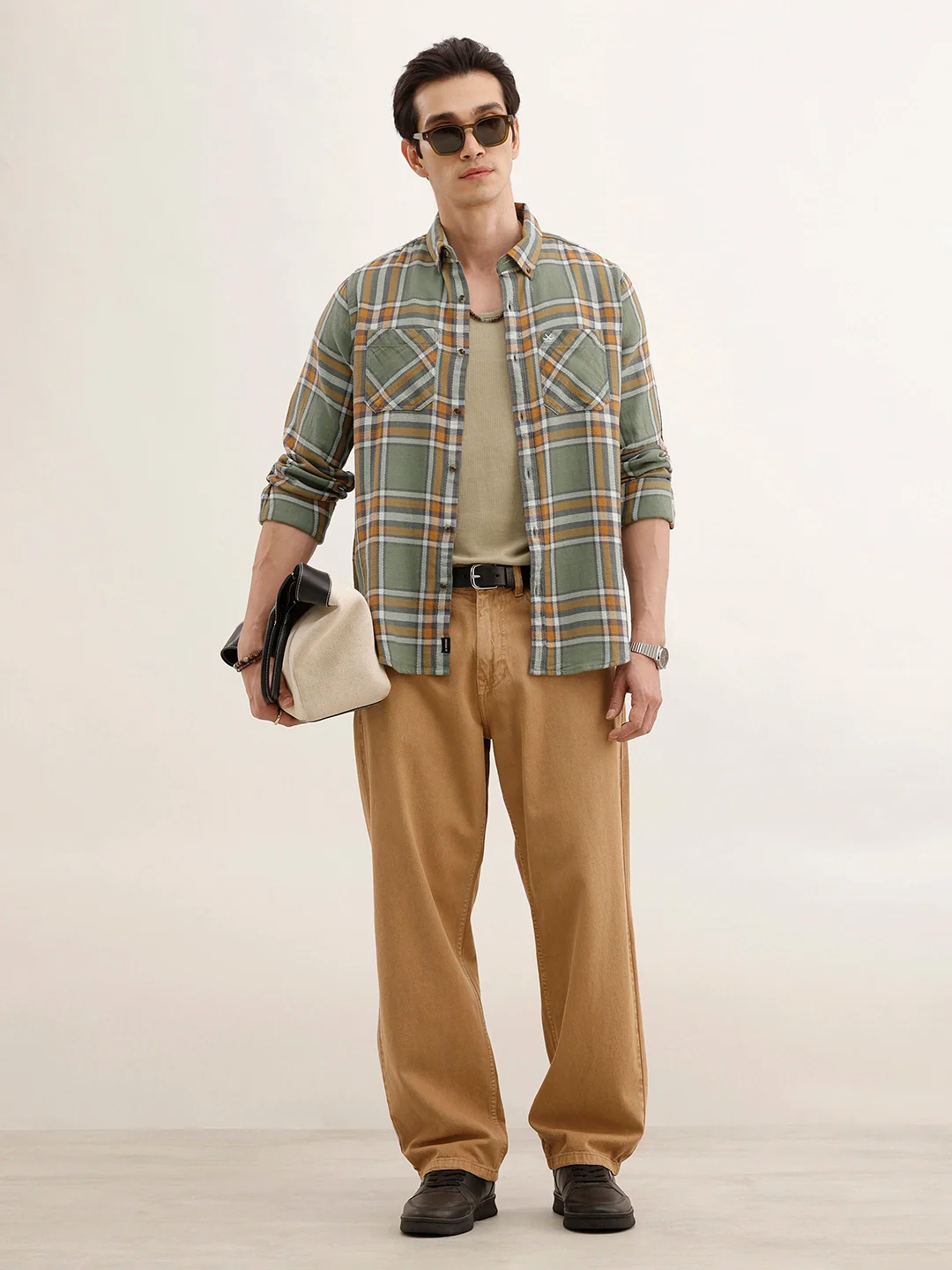 Textured Regular Fit Checkered Shirt | Green - Image 2