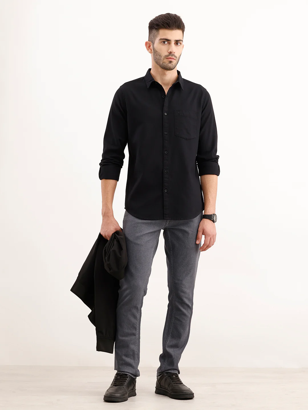 Textured Regular Fit Shirt | Black - Image 2