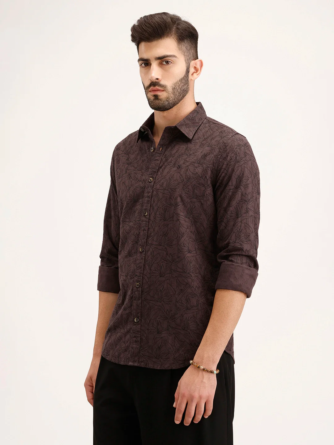Textured Regular Fit Shirt | Brown - Image 4