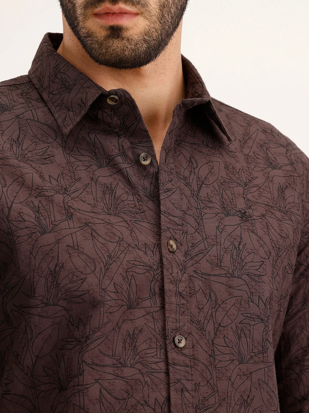 Textured Regular Fit Shirt | Brown - Image 5