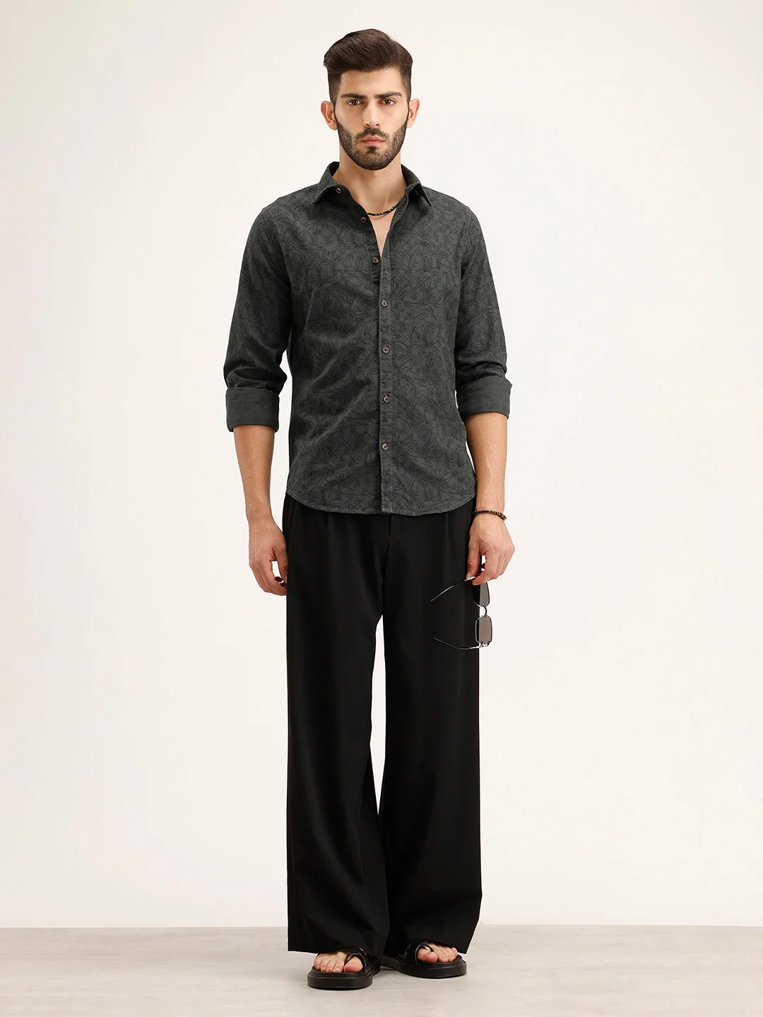 Textured Regular Fit Shirt | Dark Green - Image 2