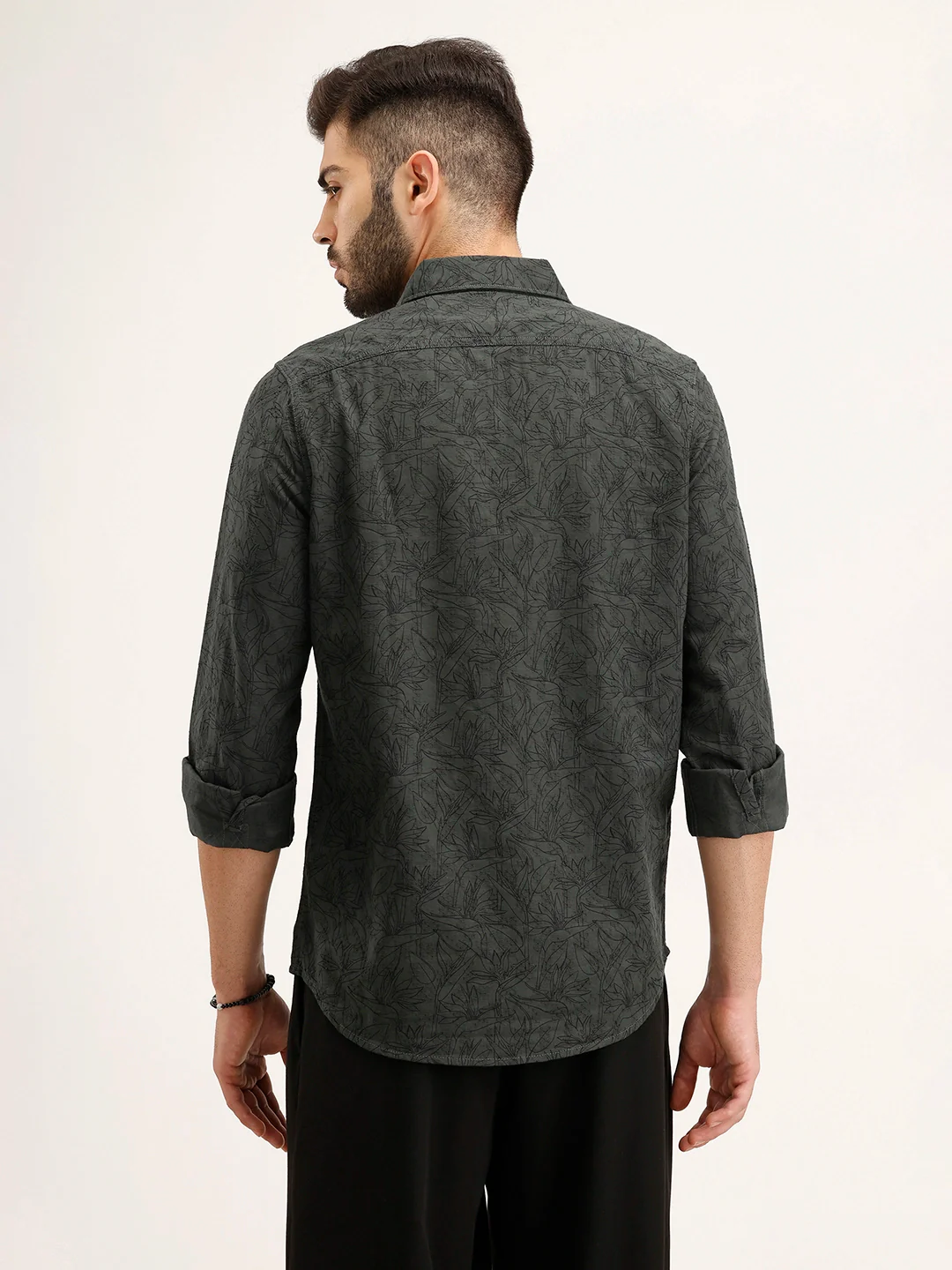 Textured Regular Fit Shirt | Dark Green - Image 3