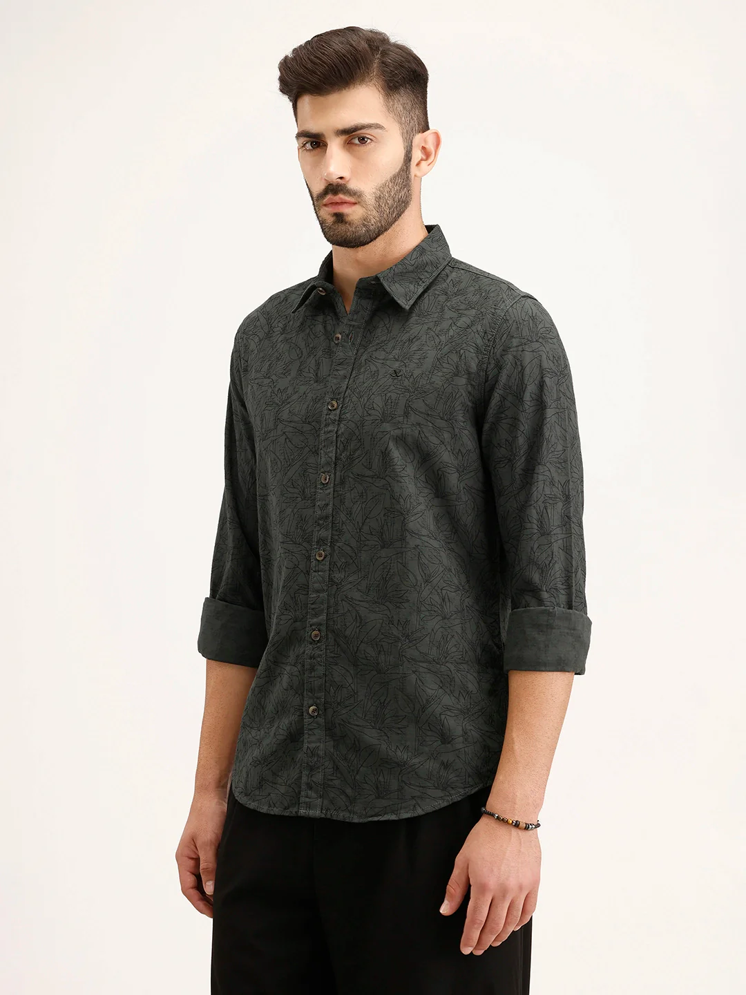 Textured Regular Fit Shirt | Dark Green - Image 4