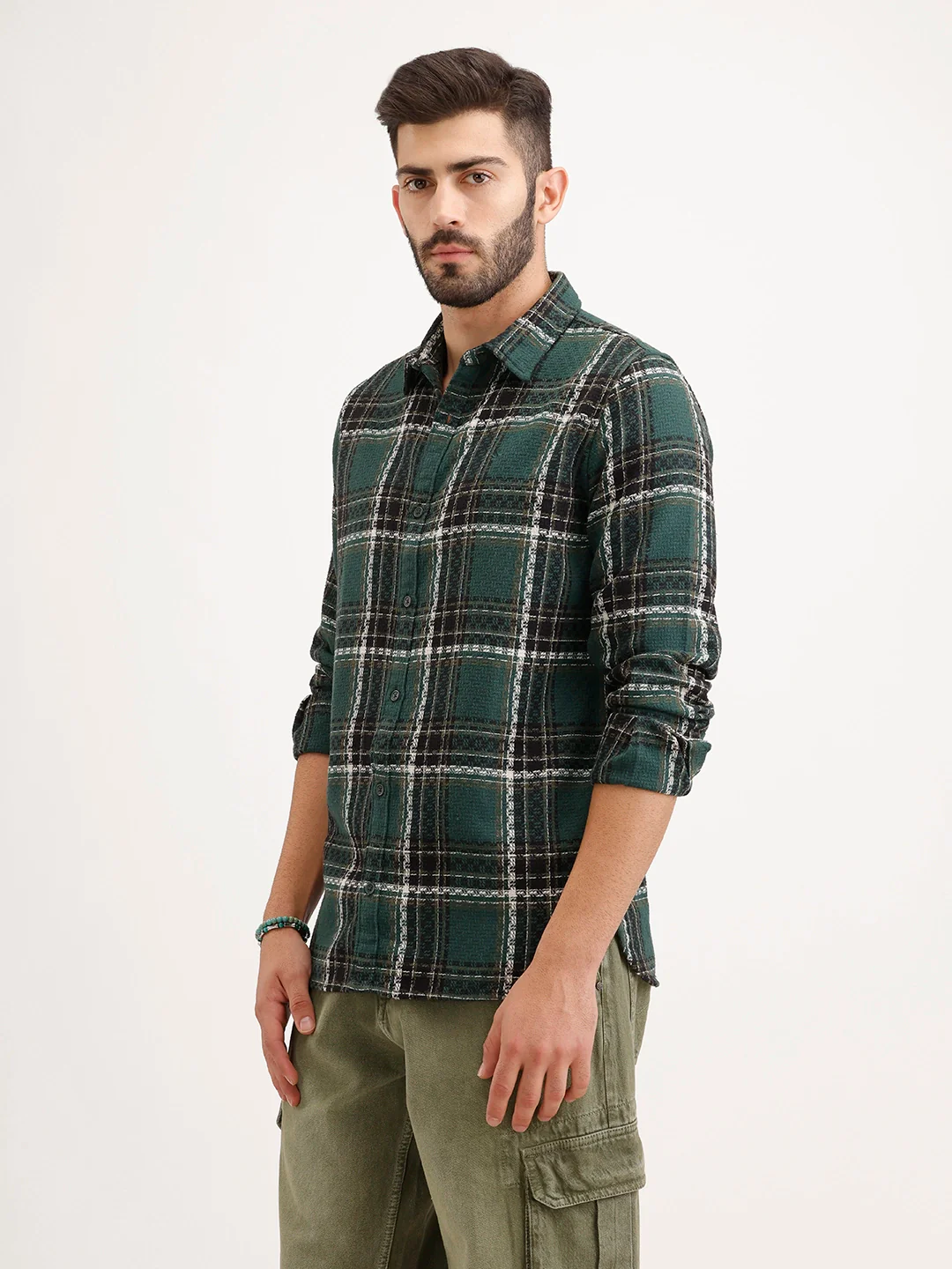 Textured Regular Fit Shirt | Dark Green - Image 4
