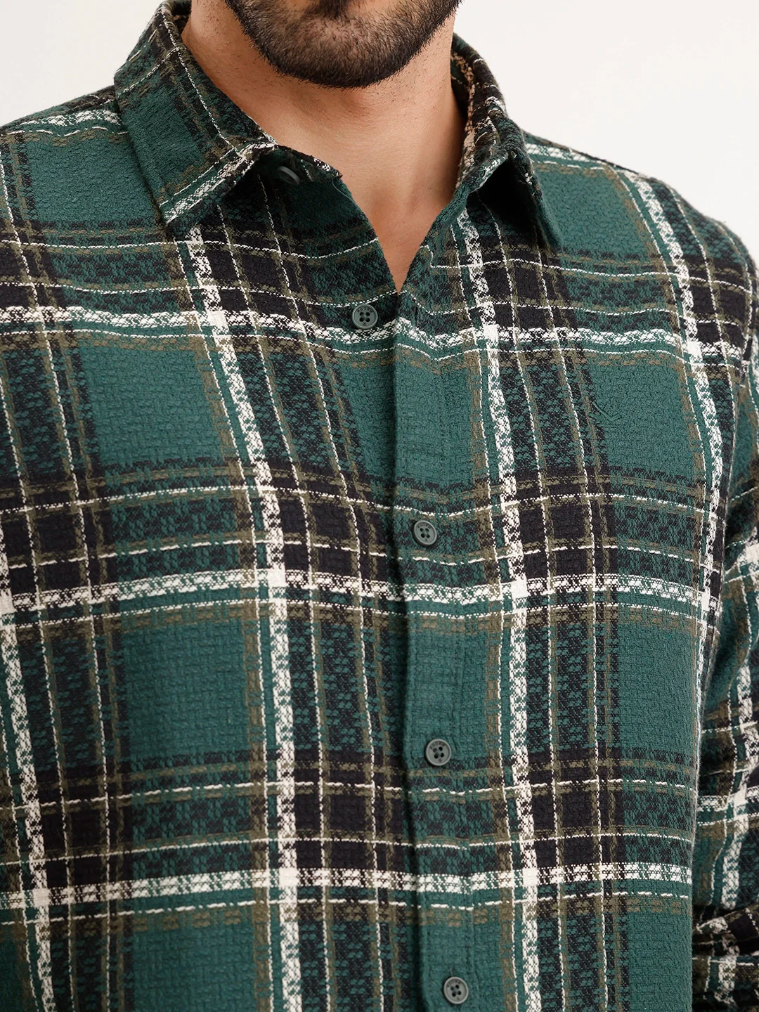 Textured Regular Fit Shirt | Dark Green - Image 5