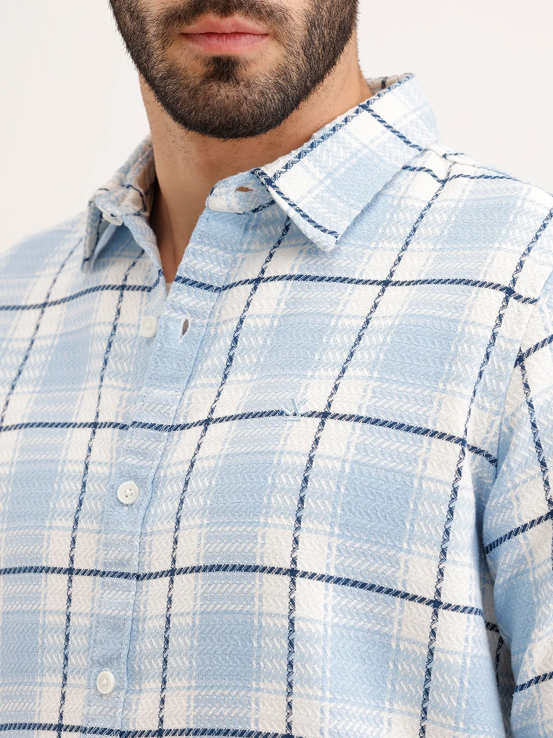 Textured Regular Fit Shirt | Light Blue - Image 5