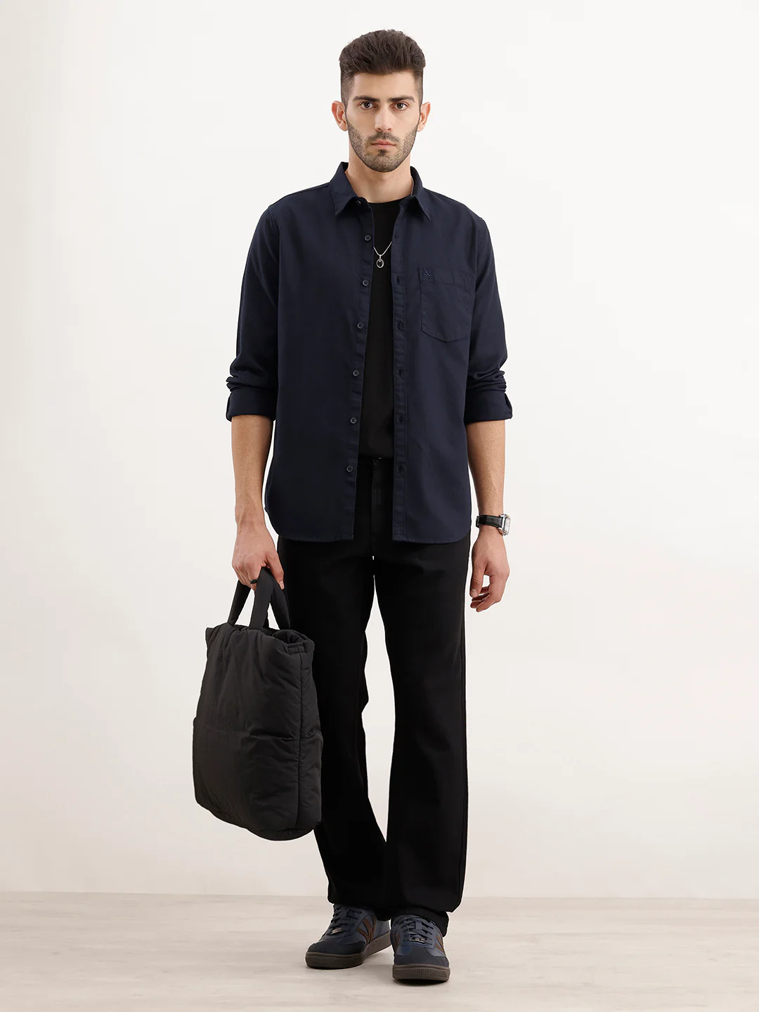 Textured Regular Fit Shirt | Navy Blue - Image 2