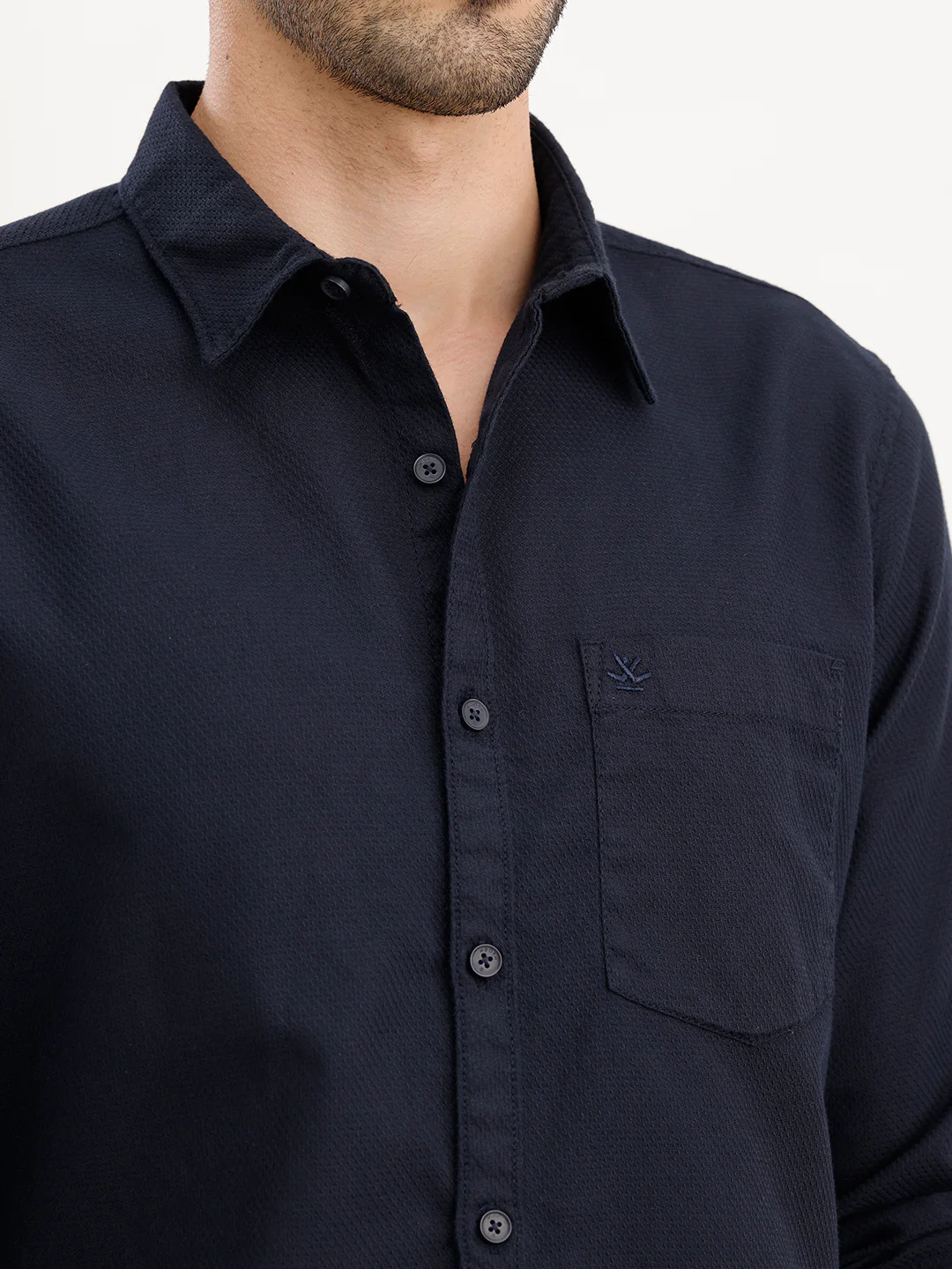 Textured Regular Fit Shirt | Navy Blue - Image 5