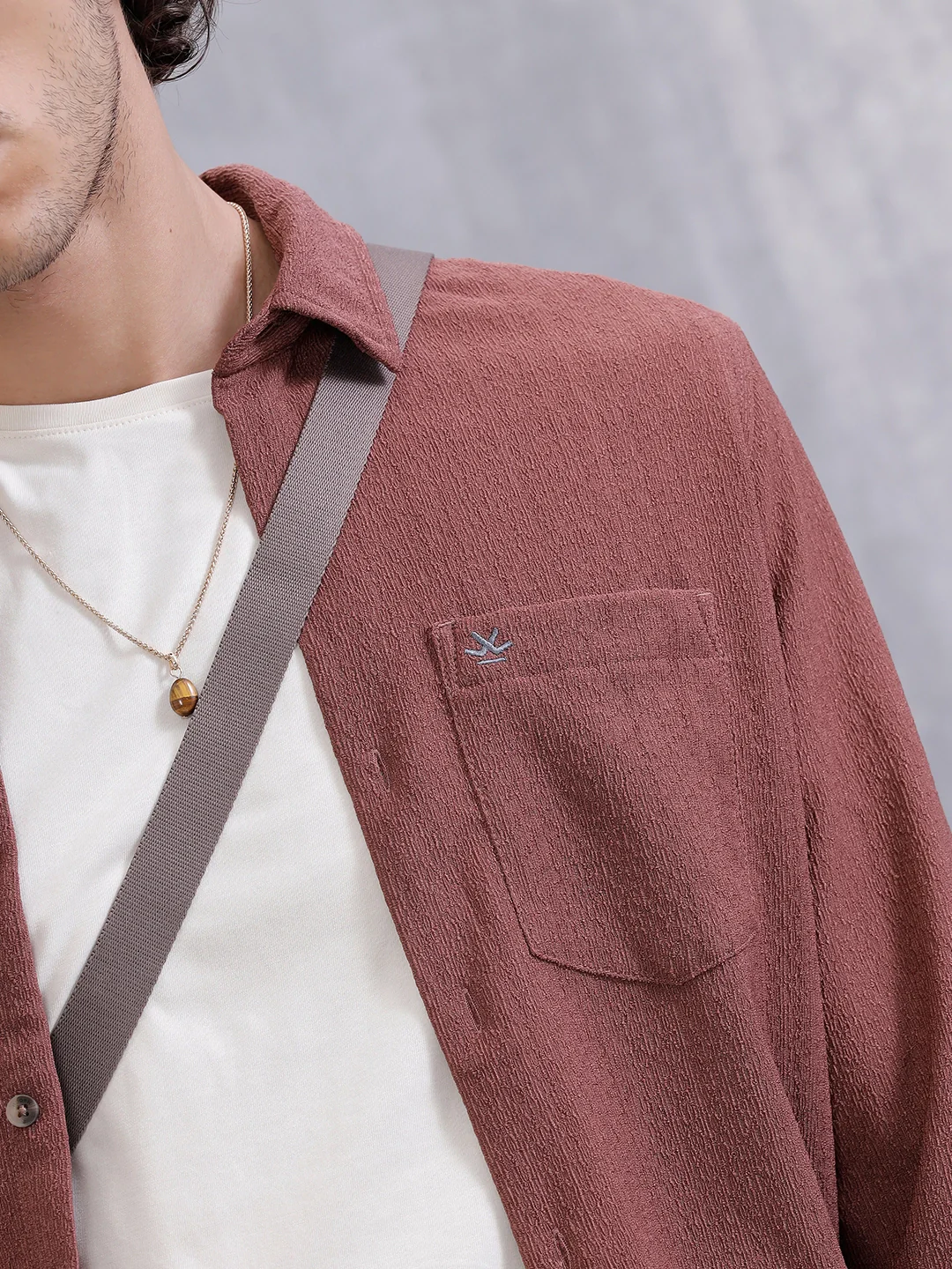 Textured Regular Fit Shirt | Pink - Image 5
