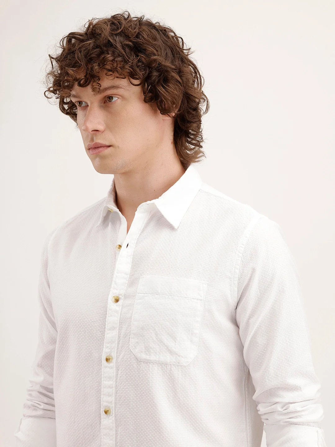 Textured Regular Fit Shirt | White - Image 5