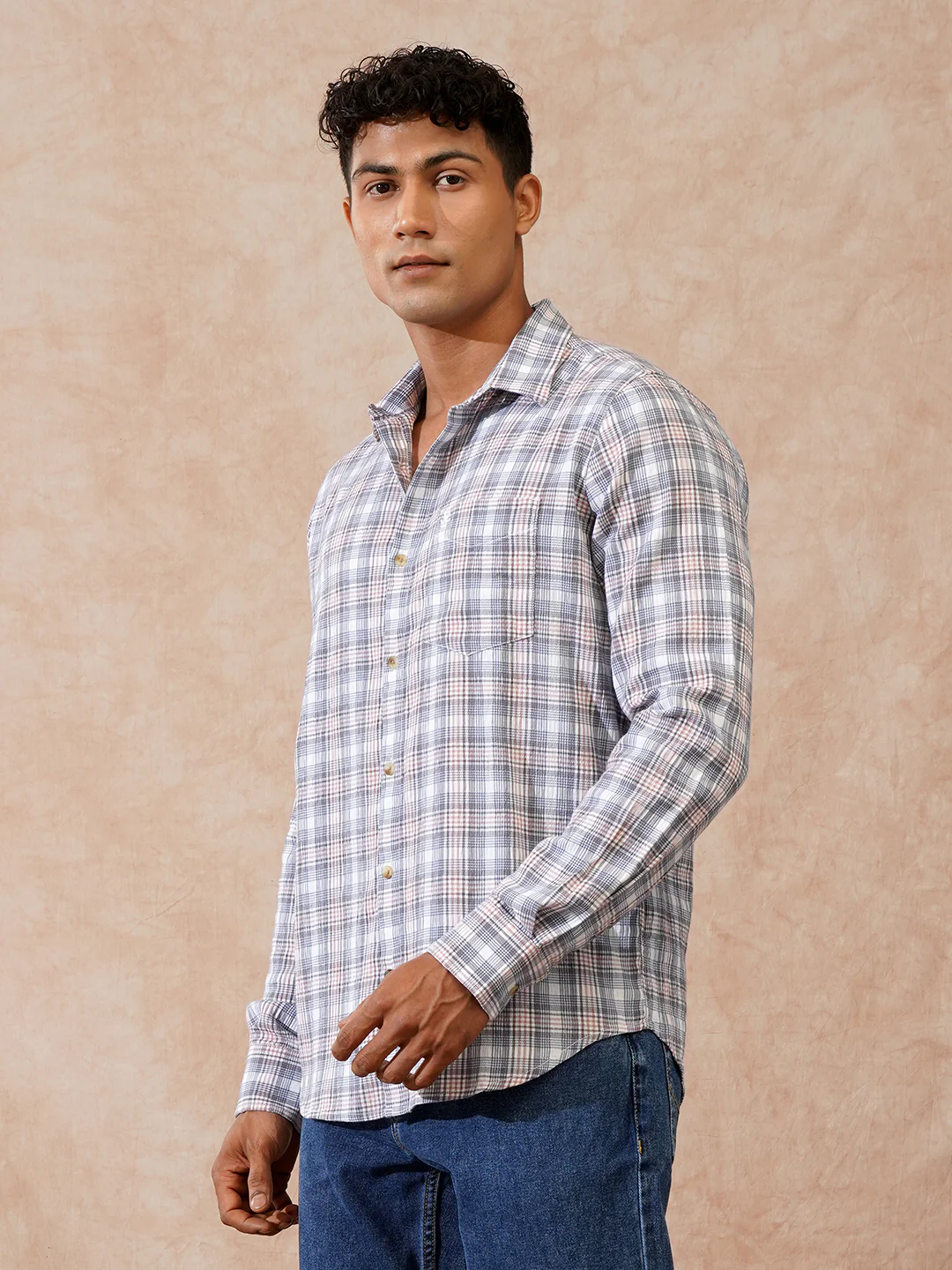 Textured Seersucker Slim Fit Shirt | Grey - Image 4