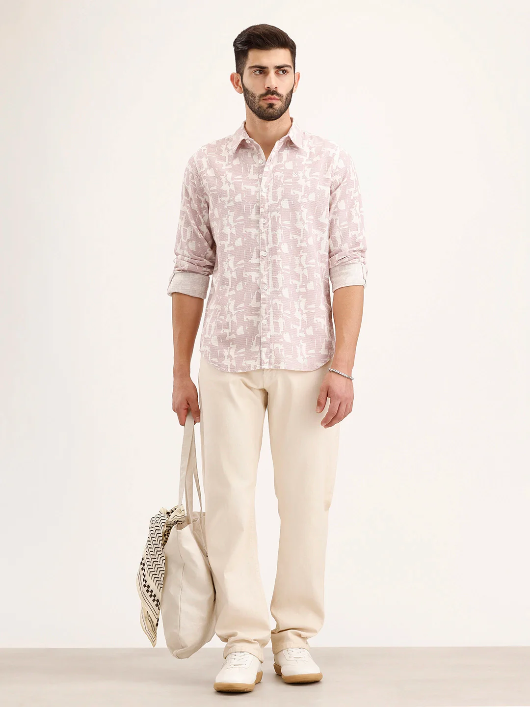 Textured Slim Fit AOP Shirt | Pink - Image 2