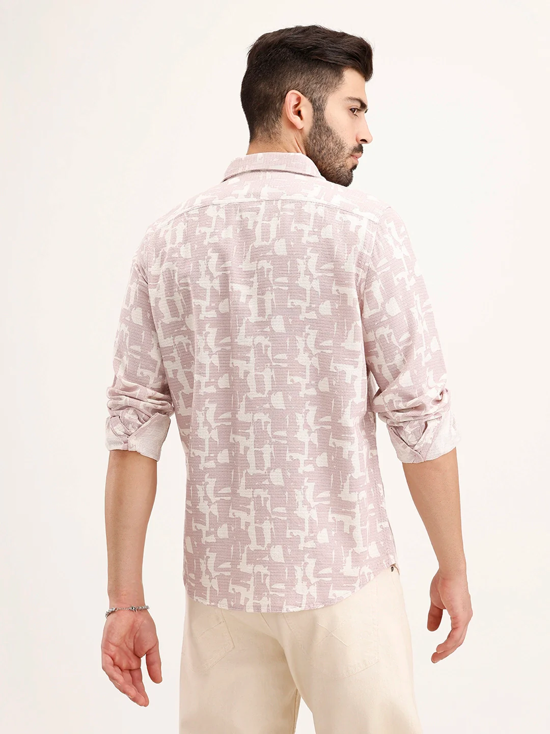 Textured Slim Fit AOP Shirt | Pink - Image 3