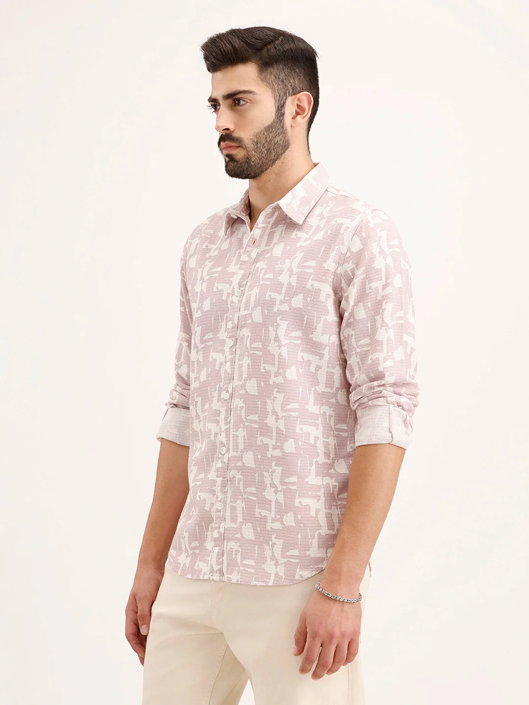 Textured Slim Fit AOP Shirt | Pink - Image 4