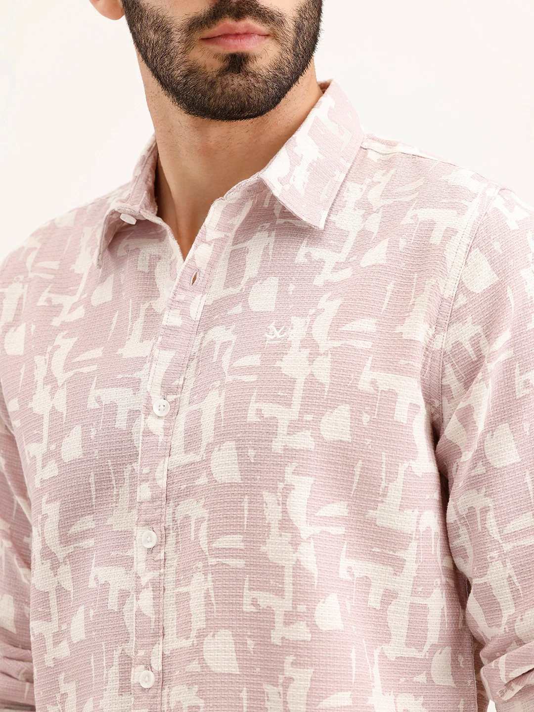 Textured Slim Fit AOP Shirt | Pink - Image 5