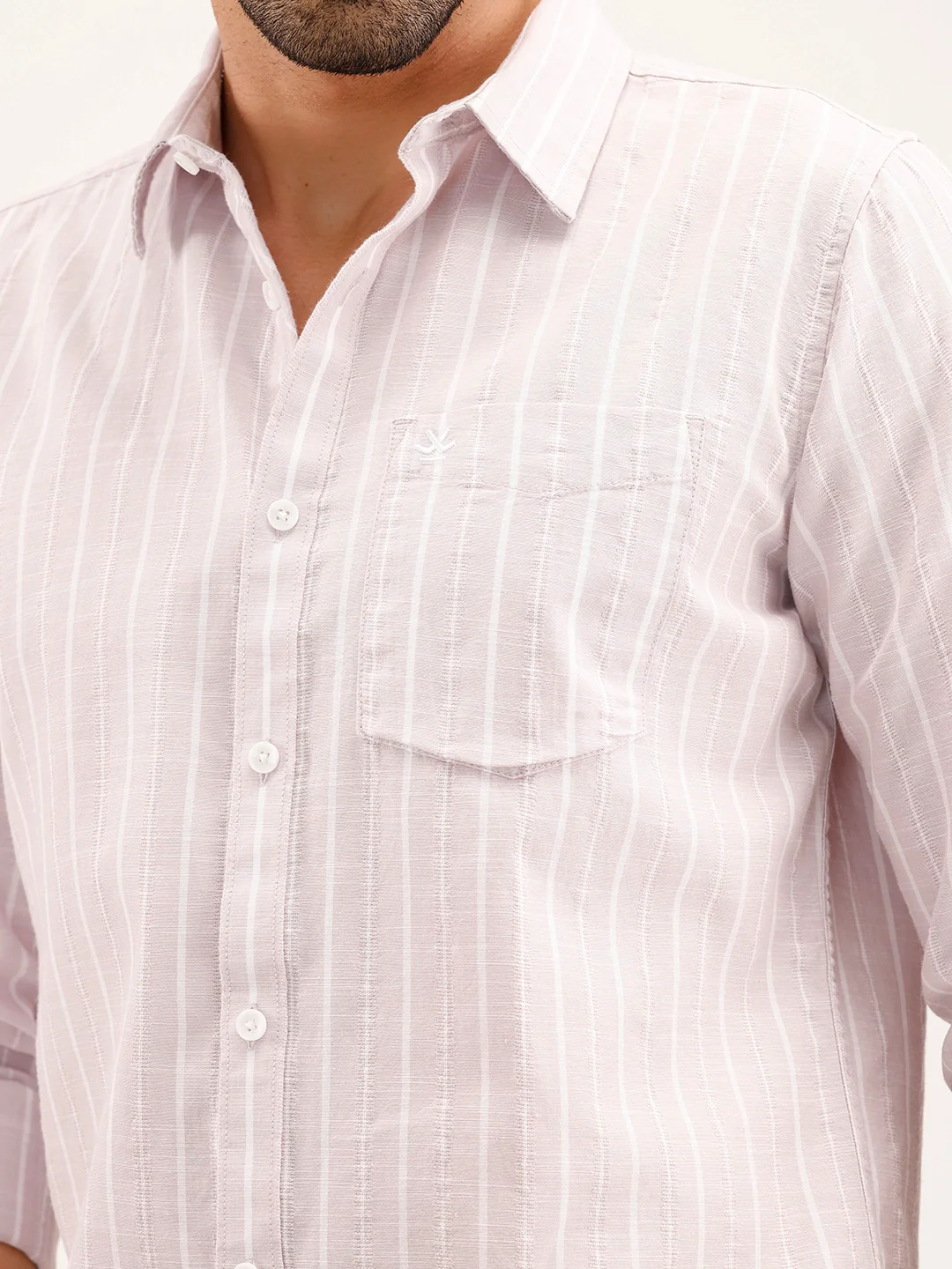 Textured Slim Fit Striped Shirt | Pink - Image 5