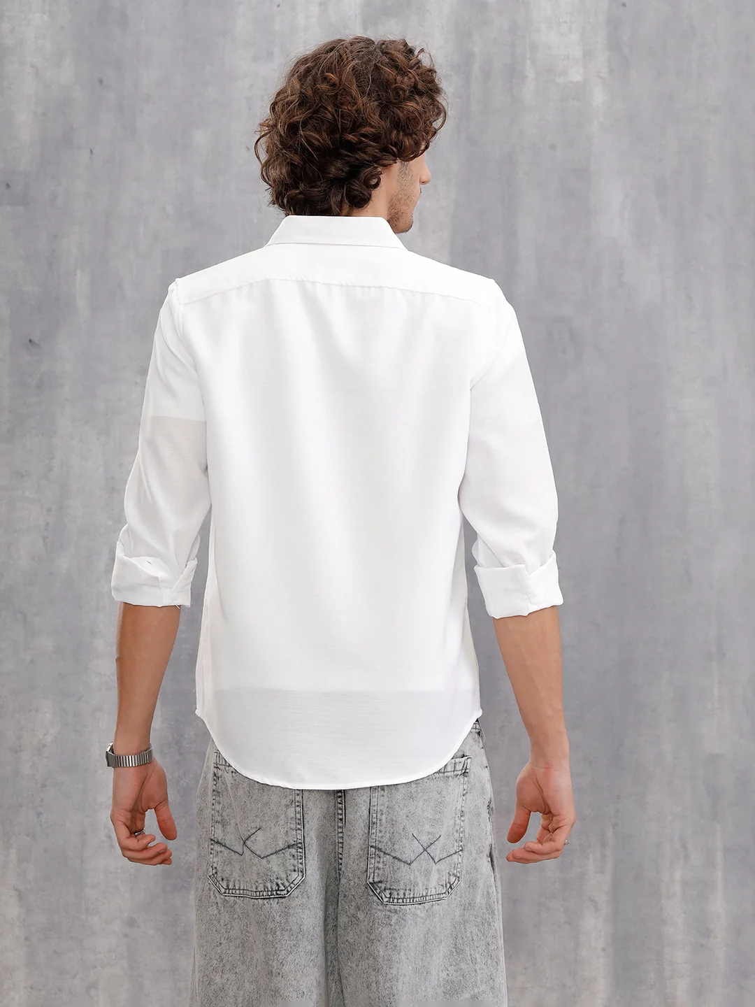 Textured Solid Shirt In Slim Fit  |  White - Image 3