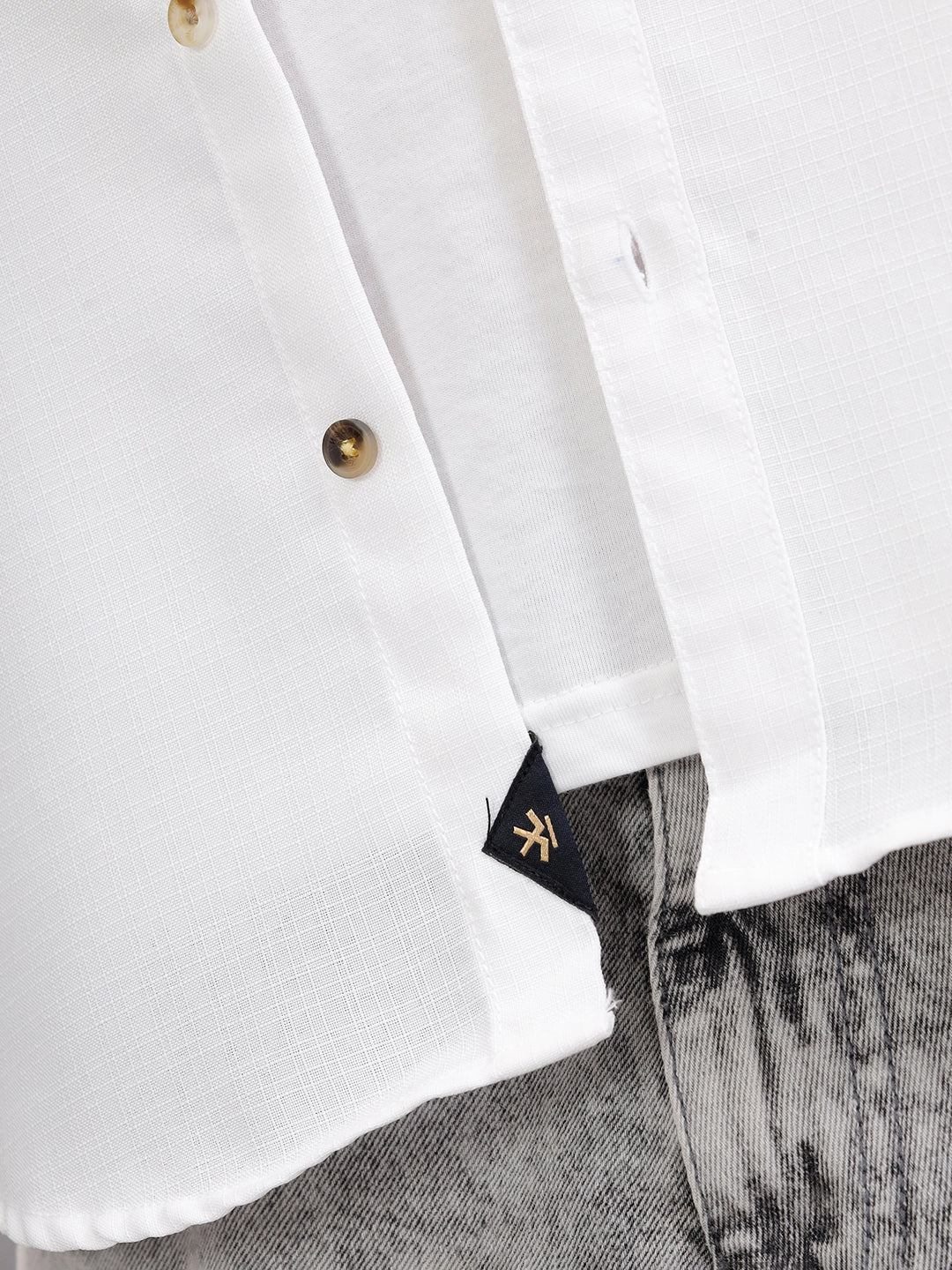 Textured Solid Shirt In Slim Fit  |  White - Image 5