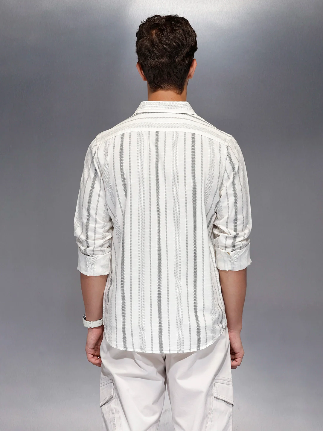 Textured stripe shirt | Off White - Image 3