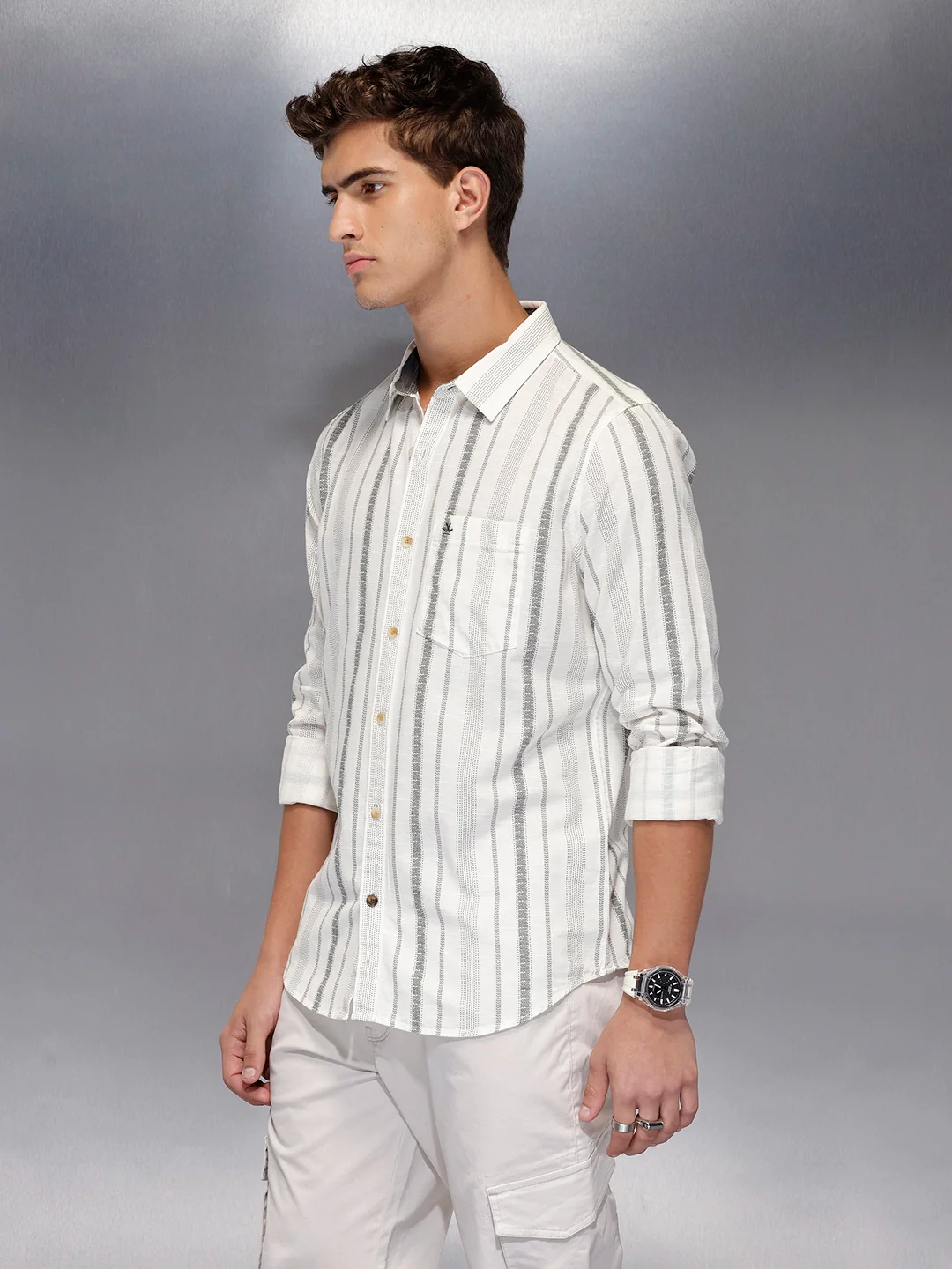 Textured stripe shirt | Off White - Image 4
