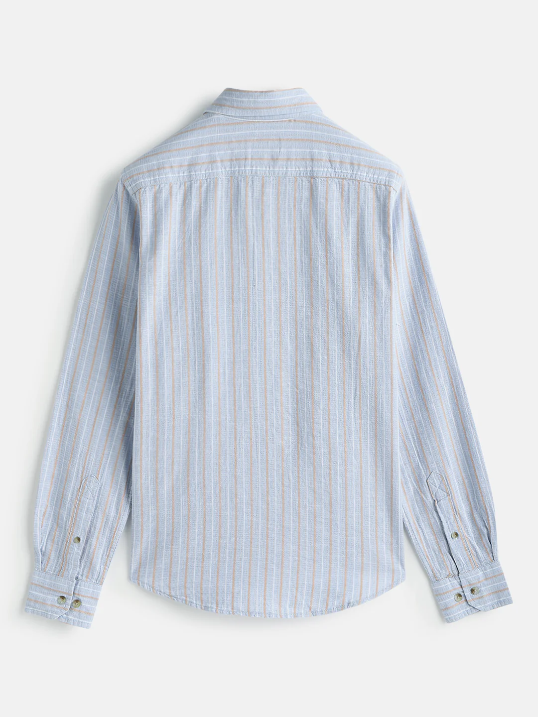 Textured Stripes Slim Fit Shirt | Light Blue - Image 4