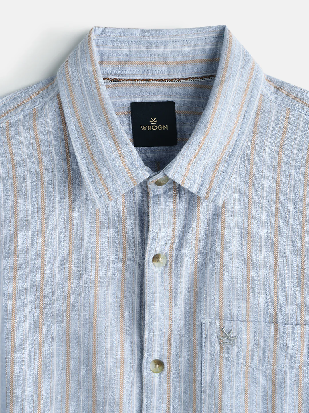 Textured Stripes Slim Fit Shirt | Light Blue - Image 5