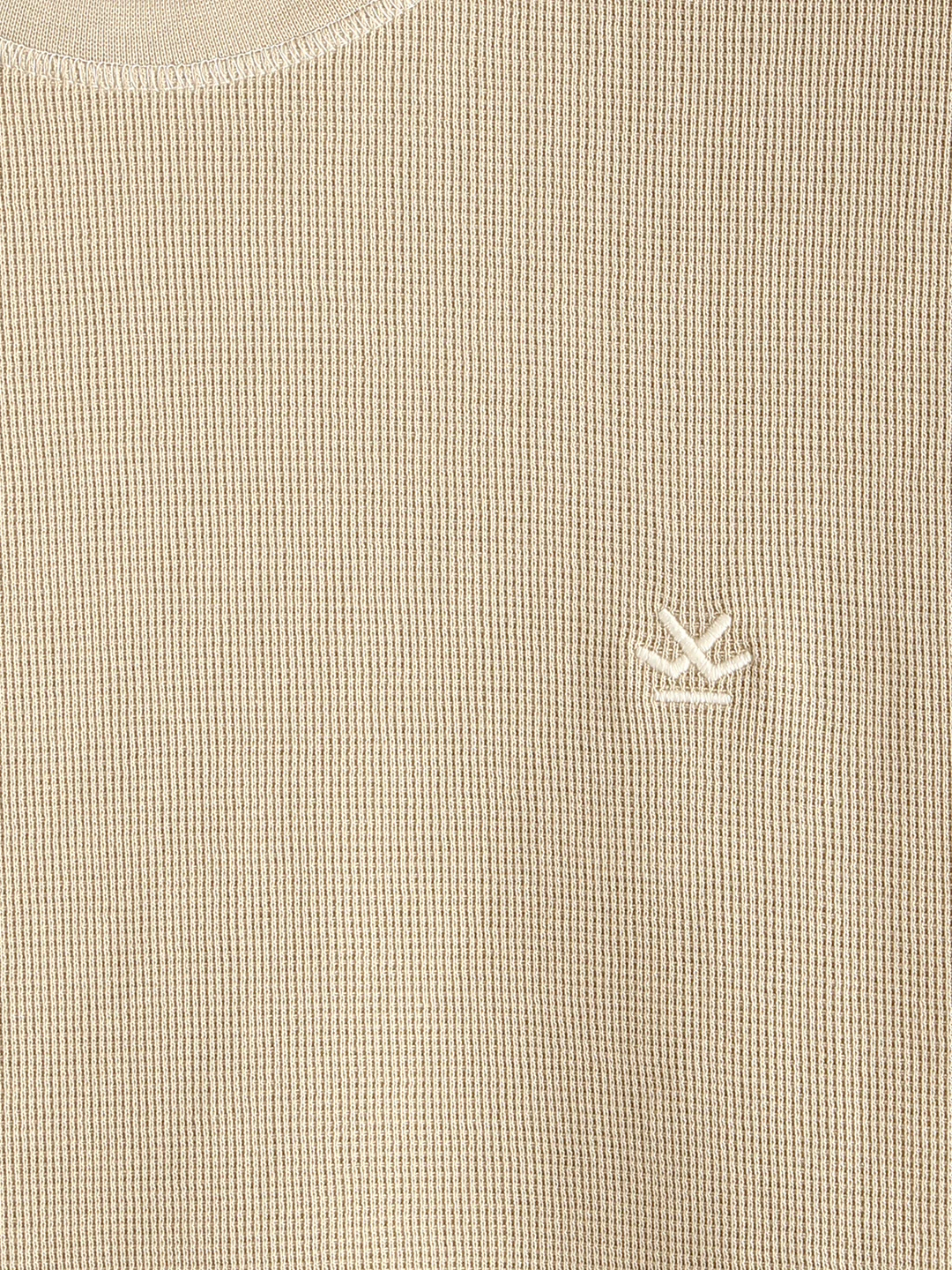 Textured Waffle Knit T-Shirt | Khaki - Image 4
