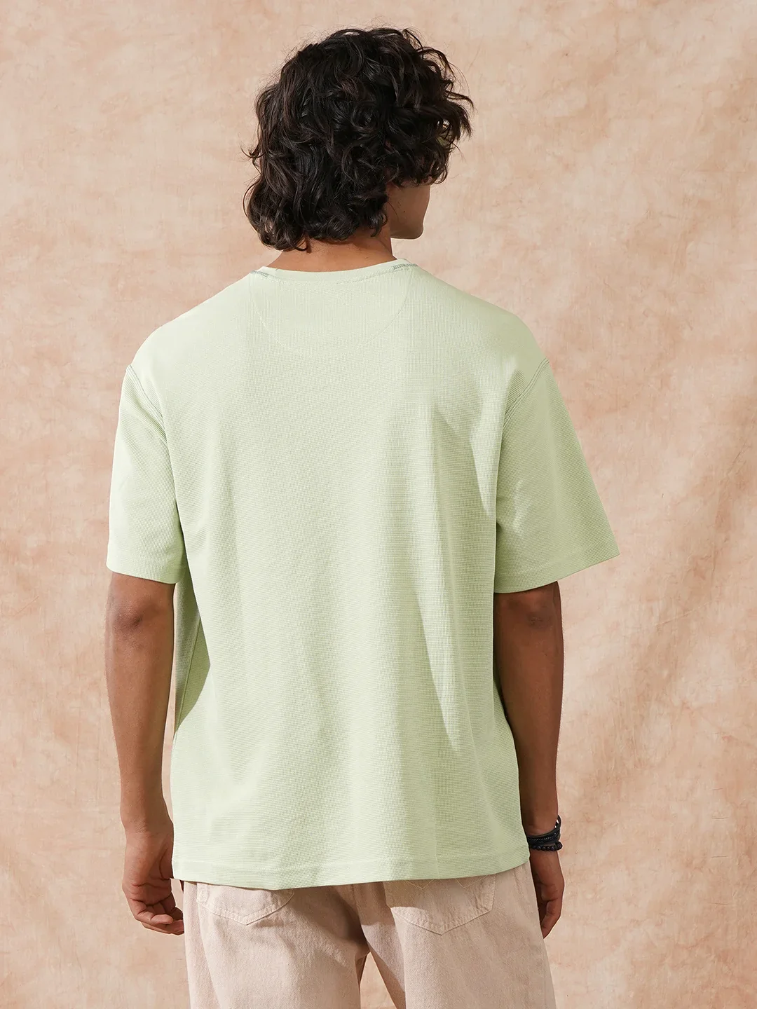 Textured Waffle Knit T-Shirt | Sage - Image 4
