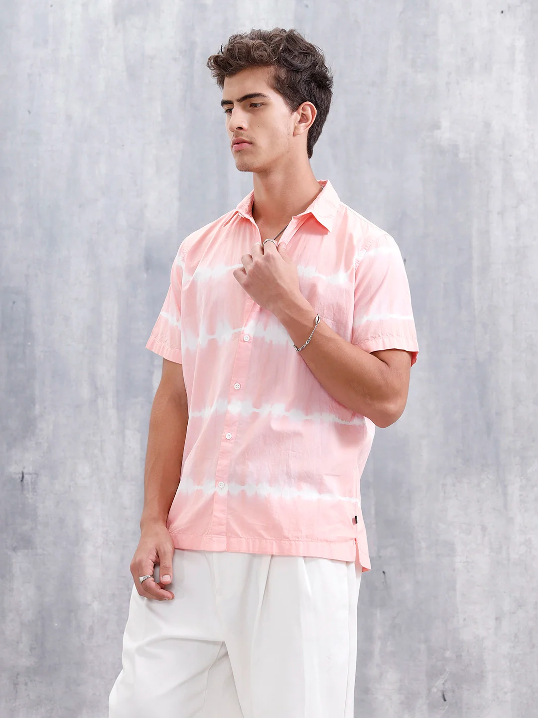 Tie Dye Printed Regular Fit Shirt | Pink - Image 4
