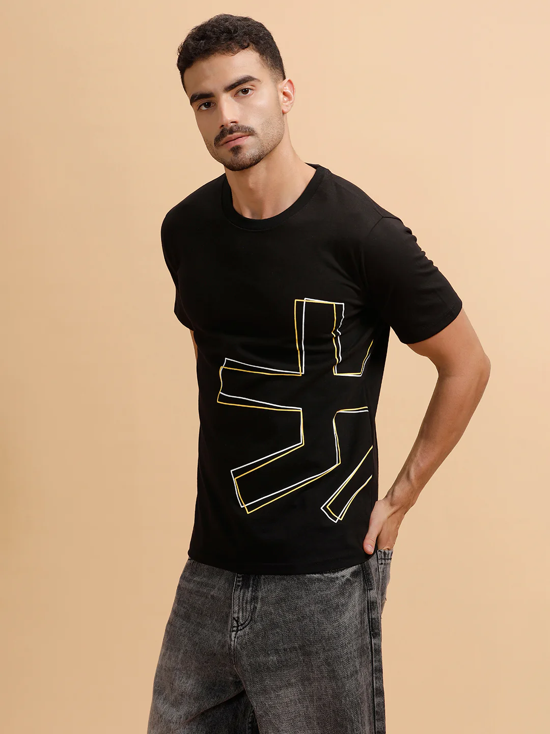 Tilt Shift Logo Printed T-Shirt | Black - Image 4