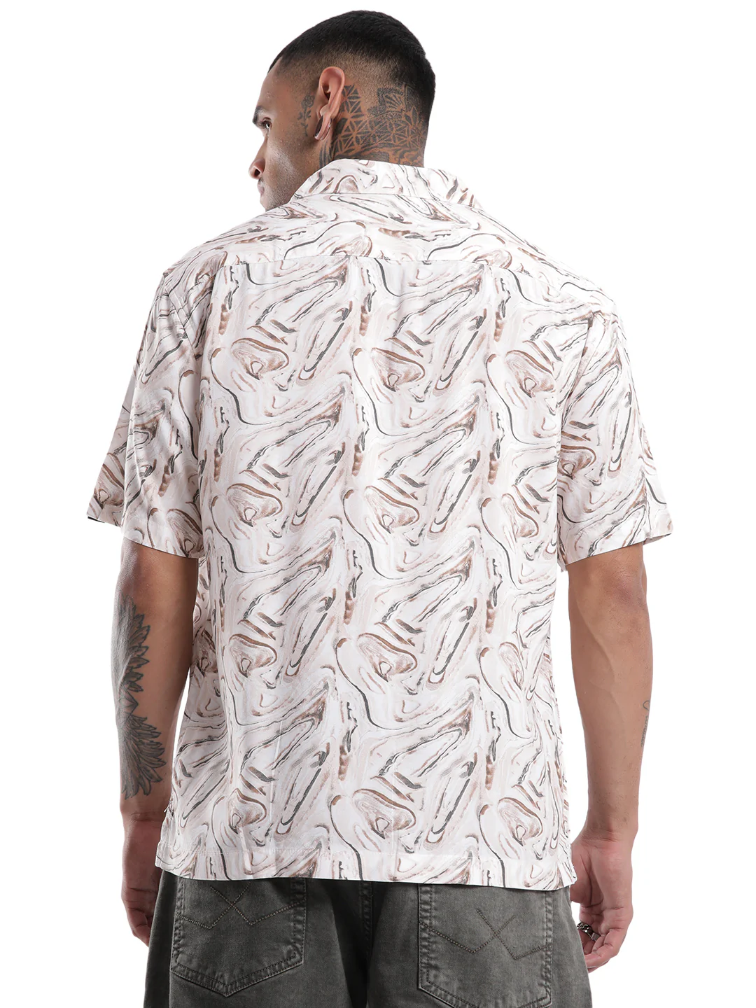 Timeless Viscose Brown AOP Shirt - Image 3
