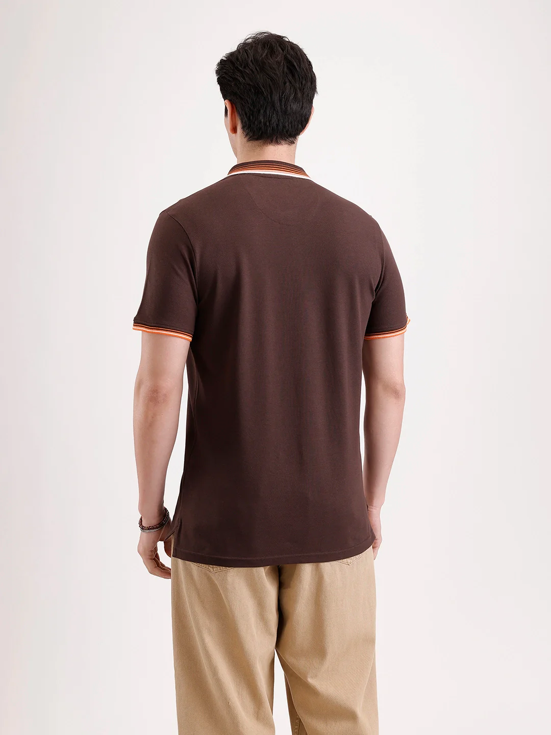 Tipping Collar Polo T-Shirt   |  Brown - Image 3