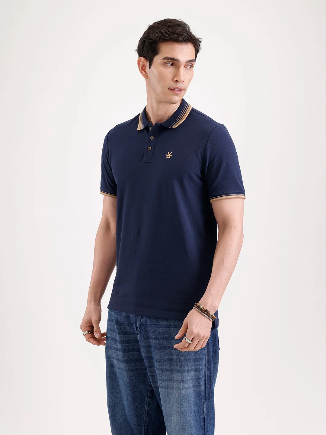 Tipping Collar Polo T-Shirt   |  Navy Blue - Image 4
