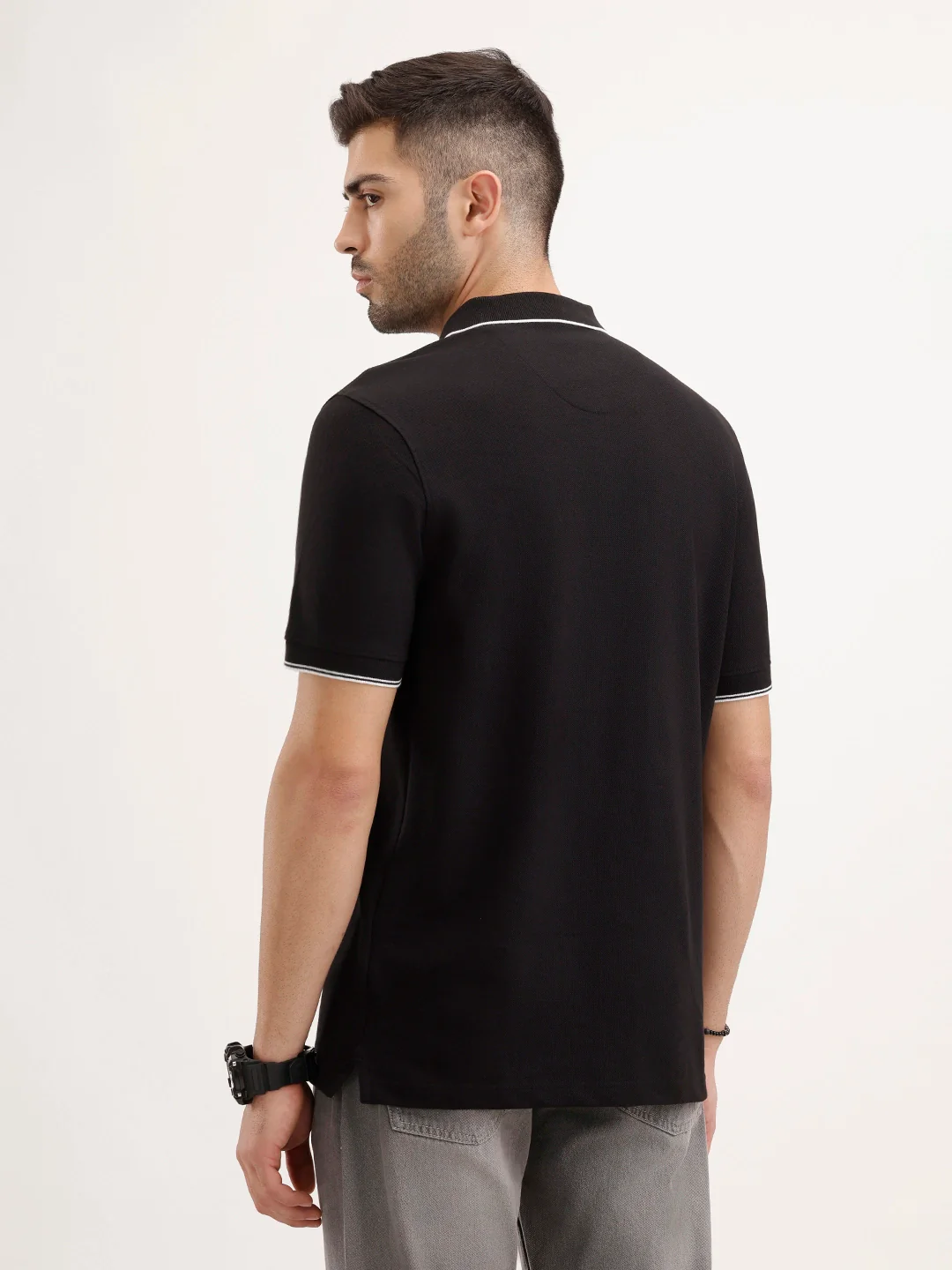 Tipping Collar Slim Fit Polo T-Shirt | Black - Image 3