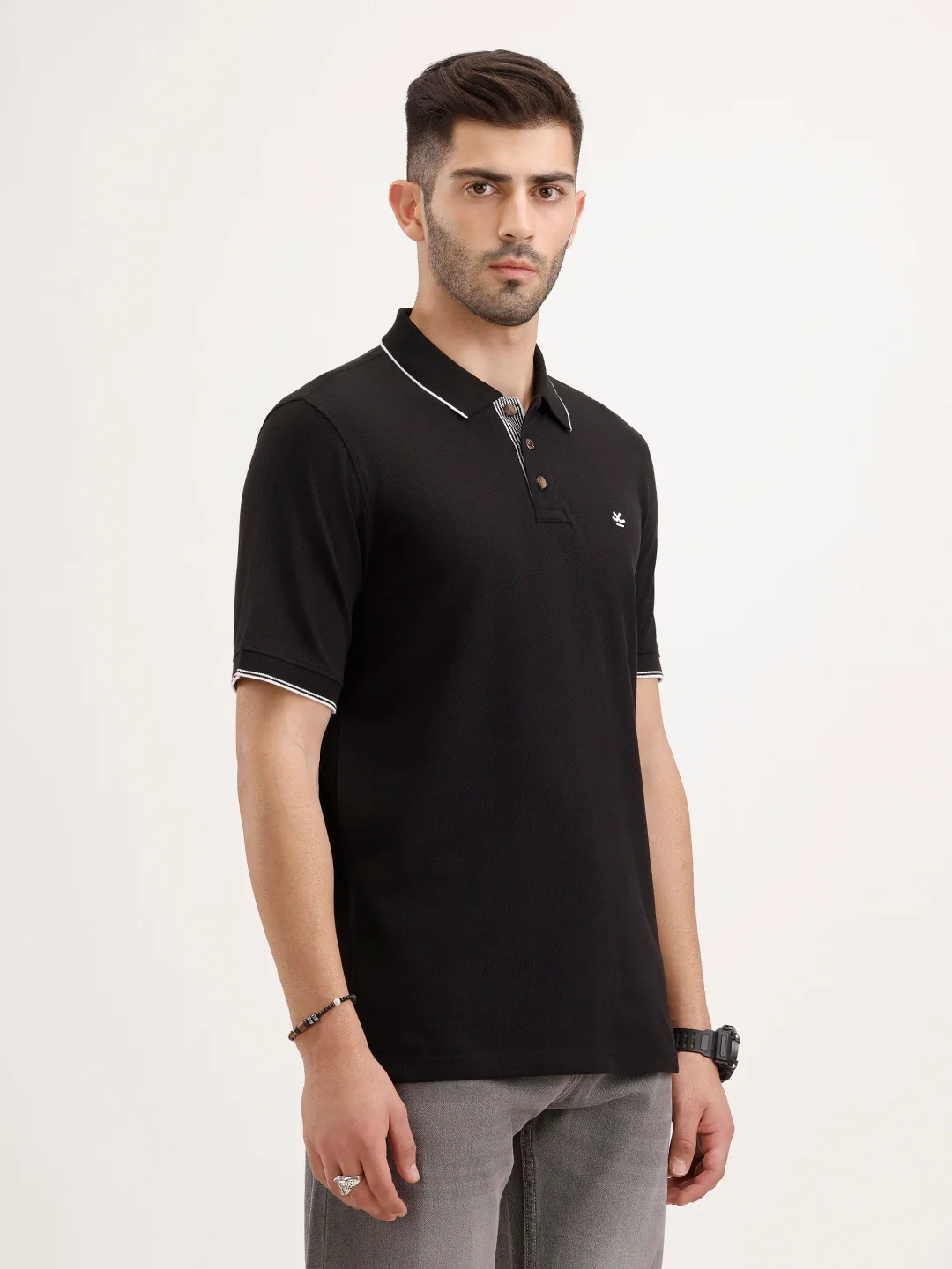 Tipping Collar Slim Fit Polo T-Shirt | Black - Image 4
