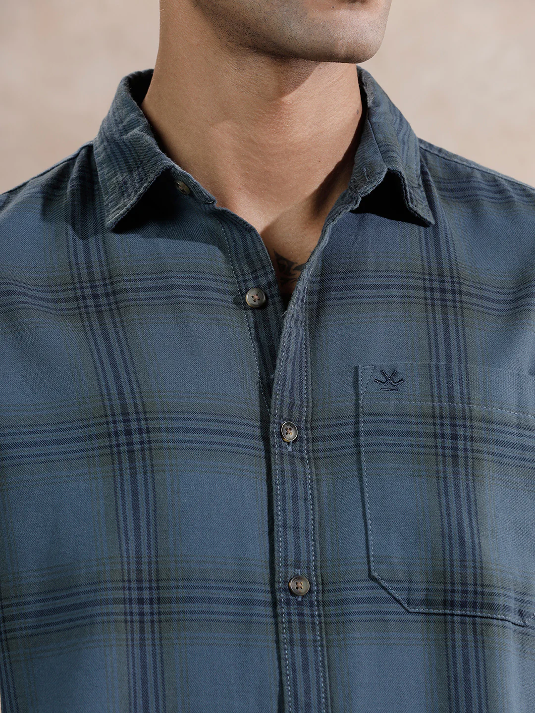 Tonal Checks Regular Fit Shirt | Blue - Image 5
