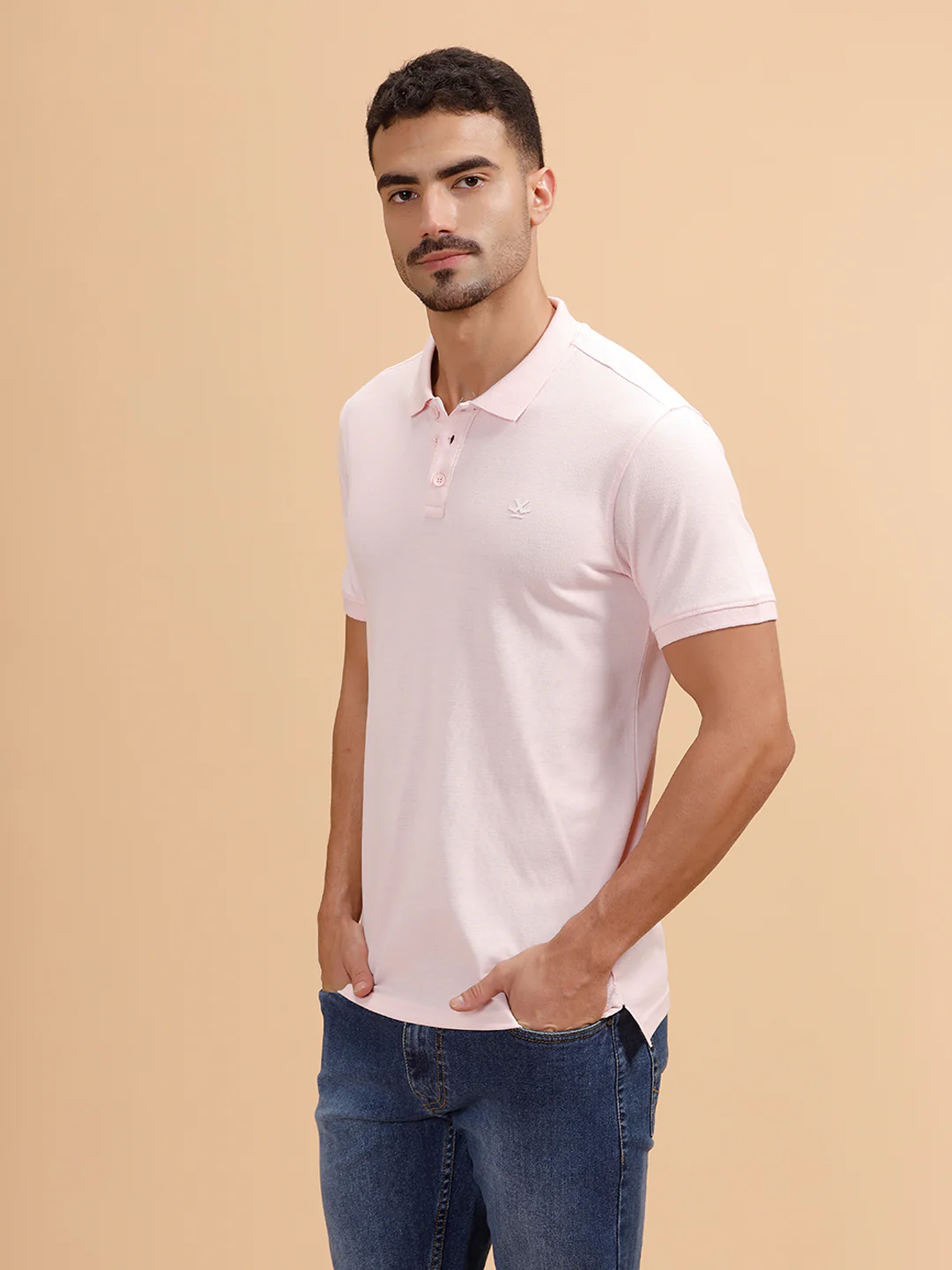 Tonal Logo Printed Slim Fit Polo T-Shirt I White - Image 4