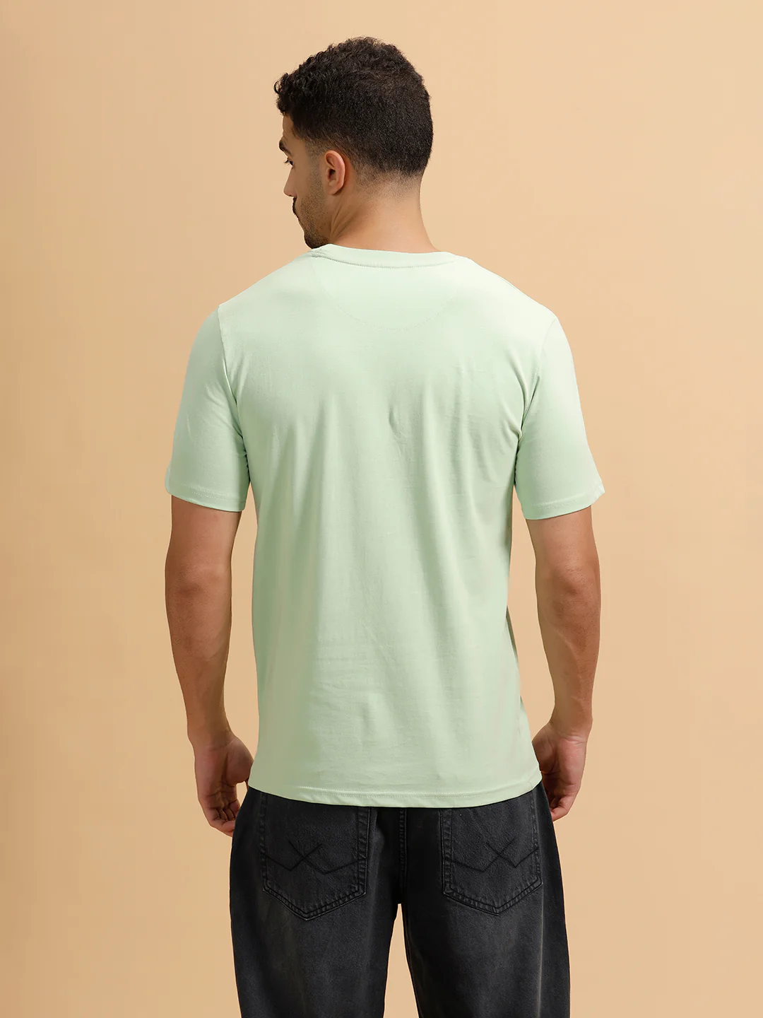 Tonal Logo Printed Slim Fit T-Shirt | Light Green - Image 3