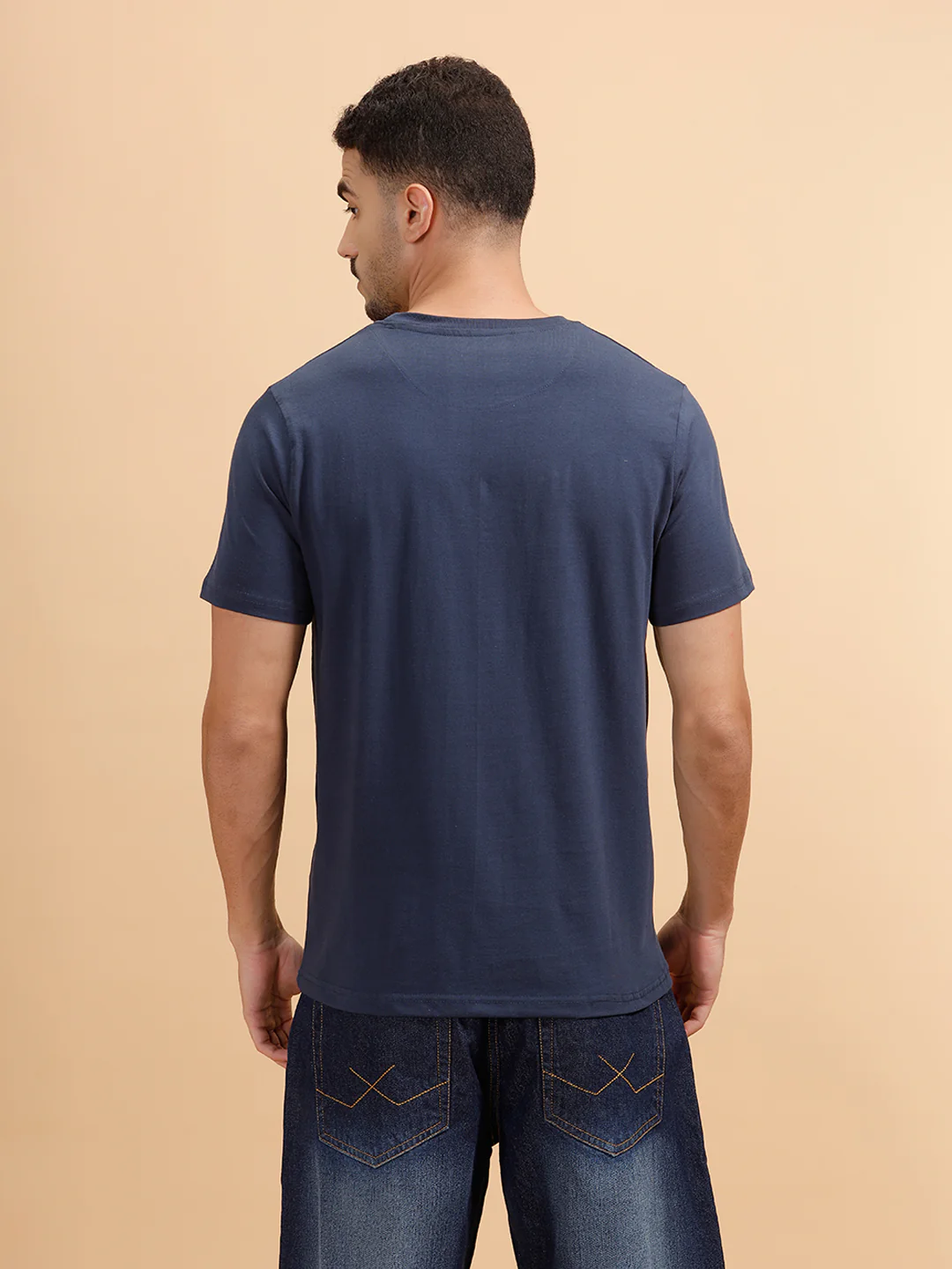 Tonal Logo Printed Slim Fit T-Shirt | Navy - Image 3