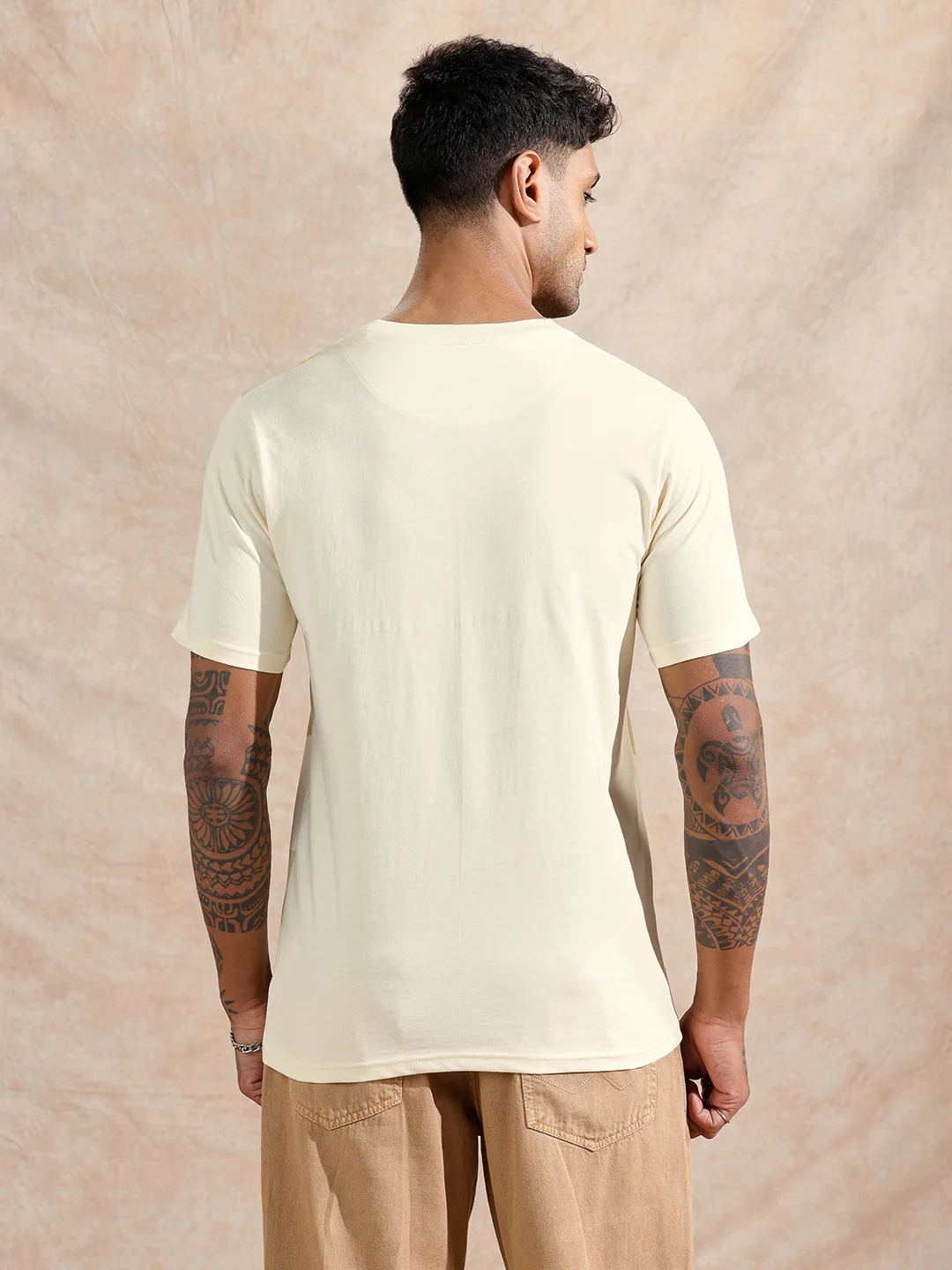 Tonal Logo Slim Fit T-Shirt | Beige - Image 3
