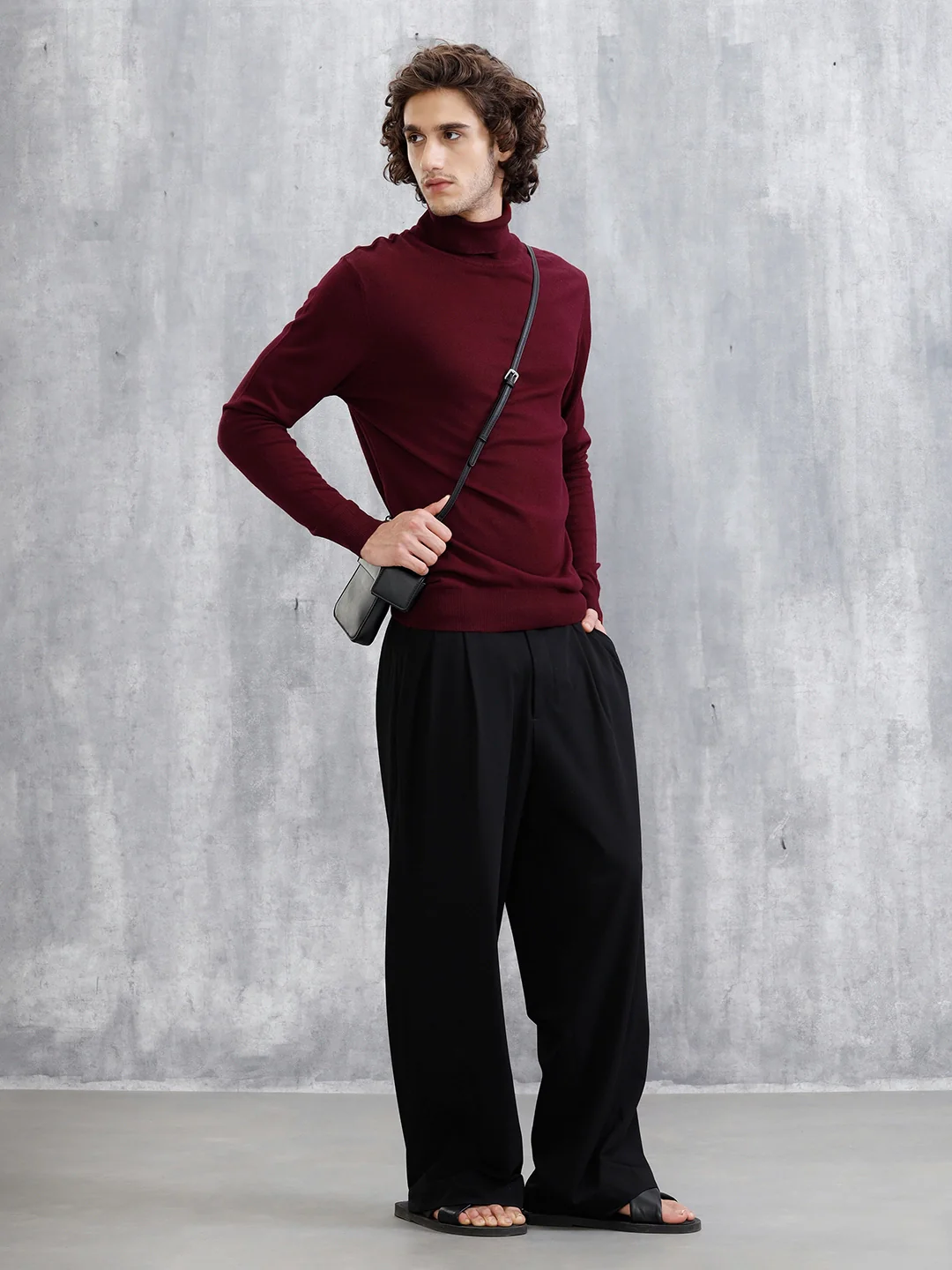 Turtle Neck Full Sleeve T-Shirt | Maroon - Image 4