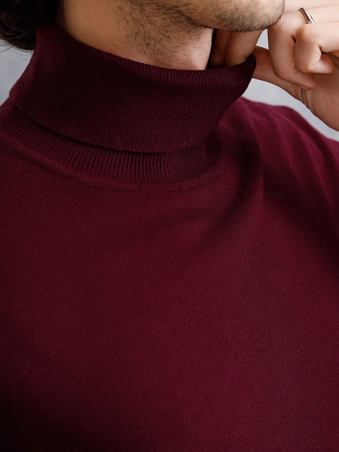 Turtle Neck Full Sleeve T-Shirt | Maroon - Image 7