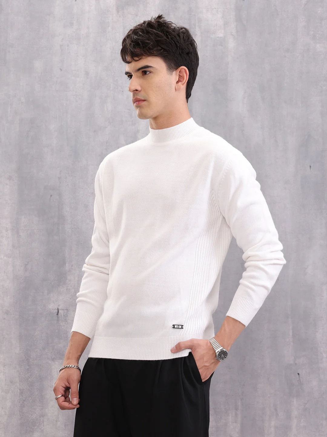 Turtle Neck Full Sleeve T-Shirt | White - Image 4