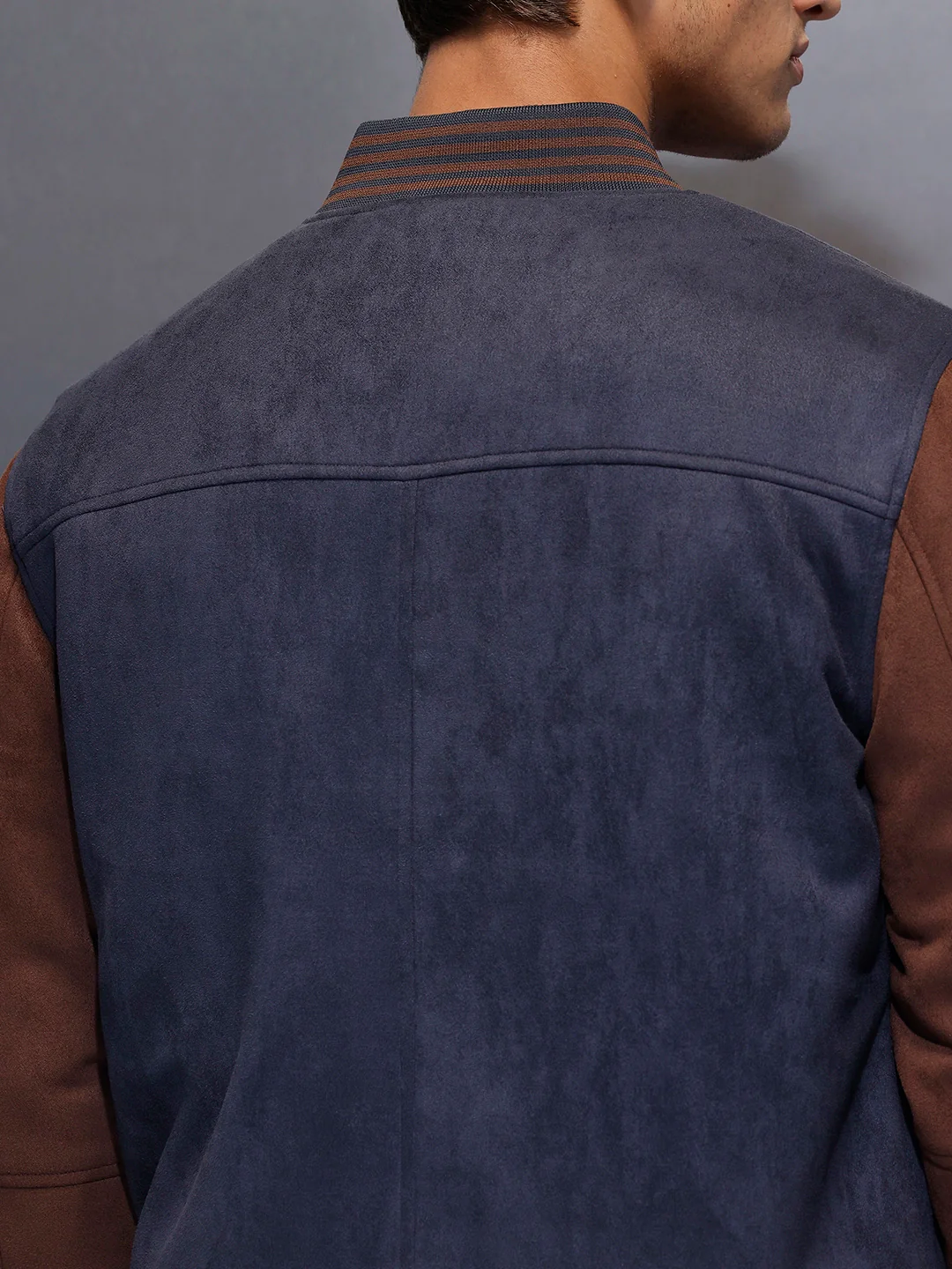 Two-tone suede finish jacket | Navy Blue - Image 5