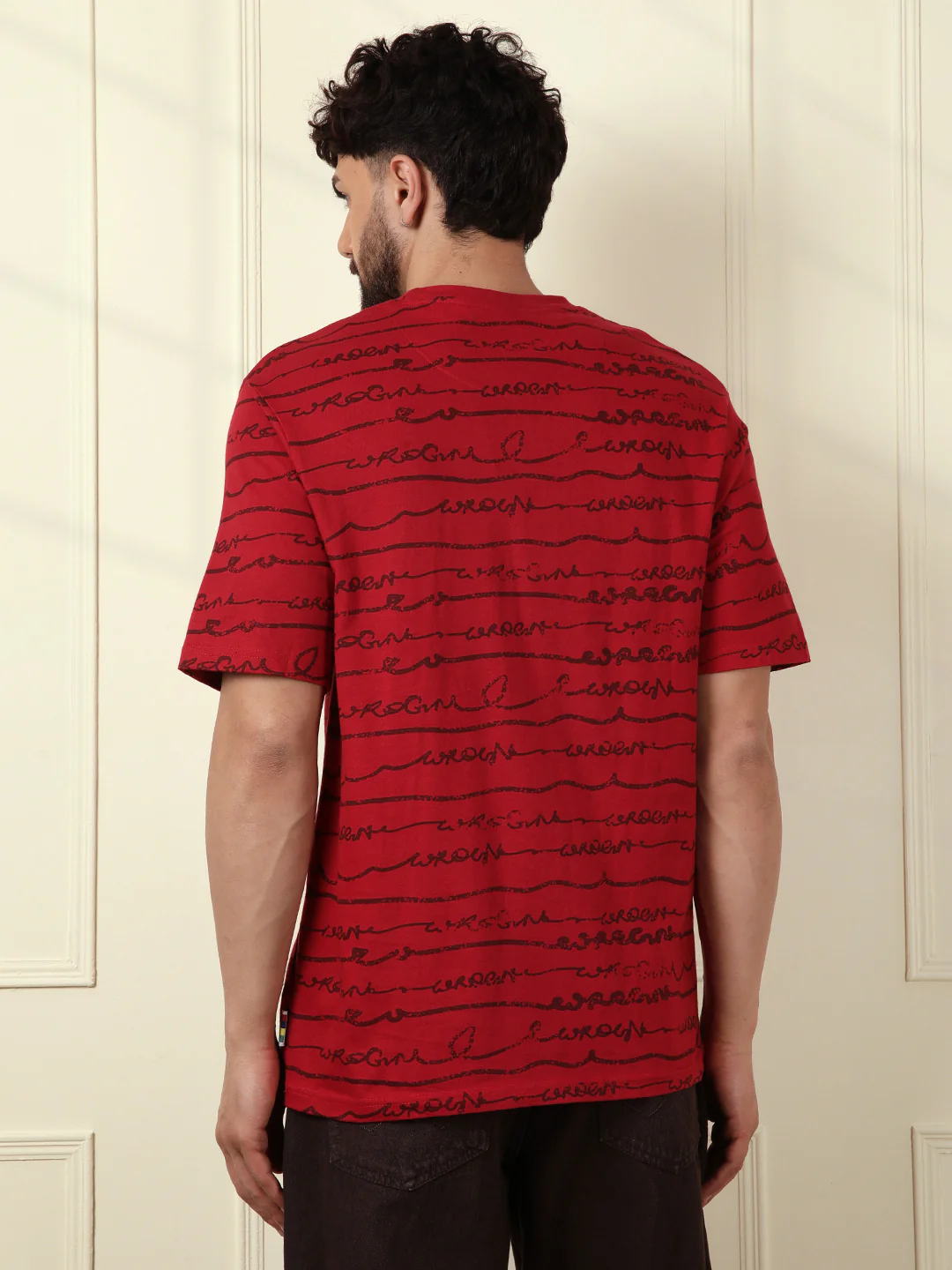 Typographic Red Crew Neck T-Shirt - Image 3