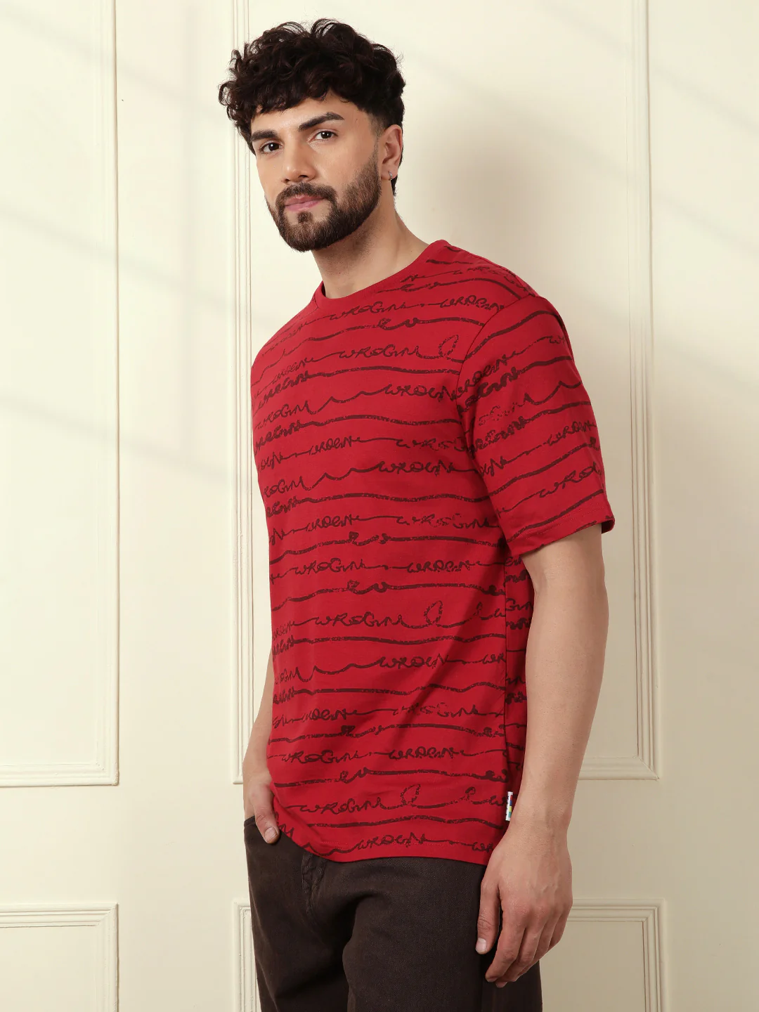 Typographic Red Crew Neck T-Shirt - Image 4