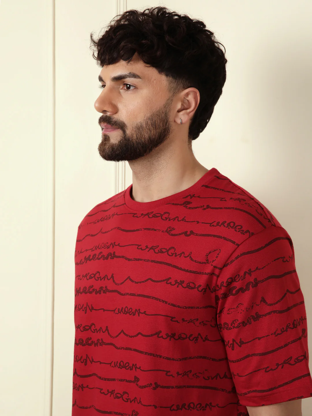 Typographic Red Crew Neck T-Shirt - Image 5